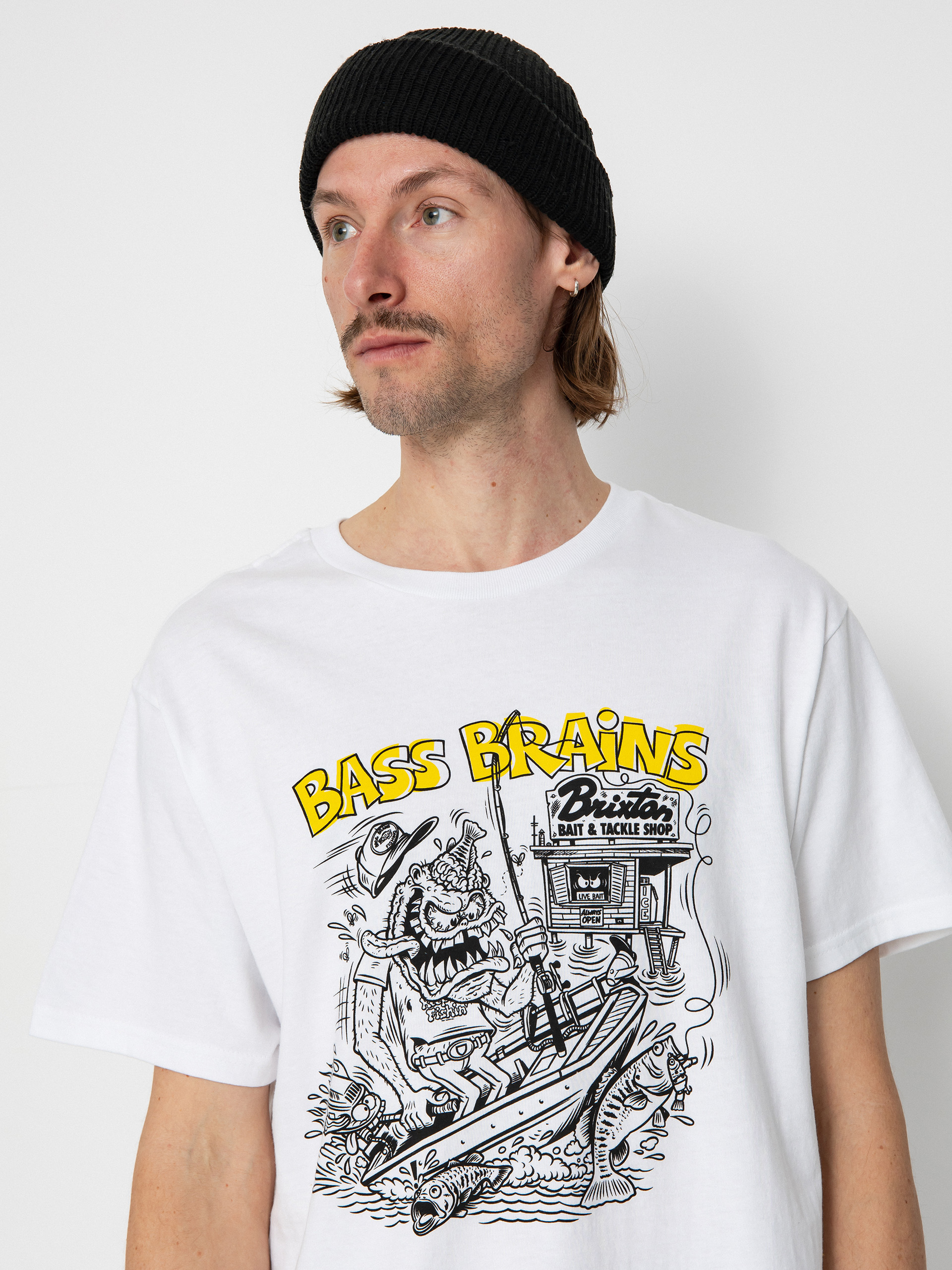 Tričko Brixton Bass Brains Monster Stt (white)