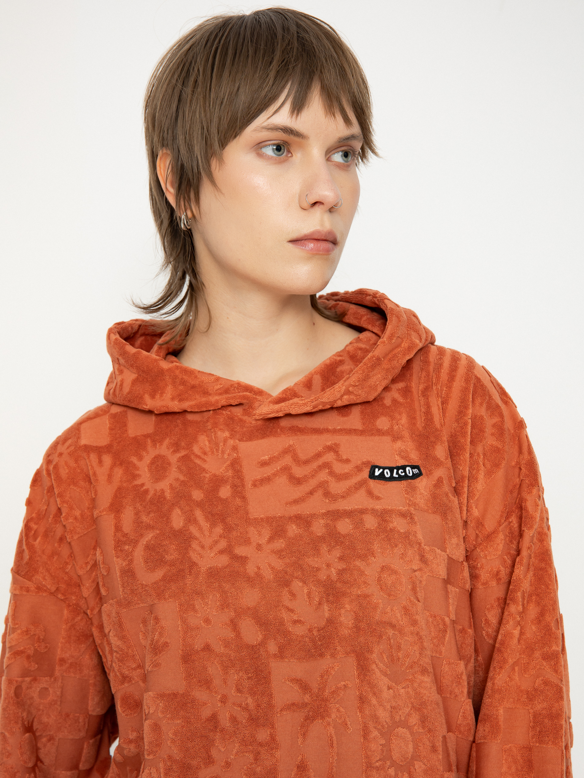 Mikina s kapucňou Volcom Sunny Wild Terry Cloth HD Wmn (rosewood)