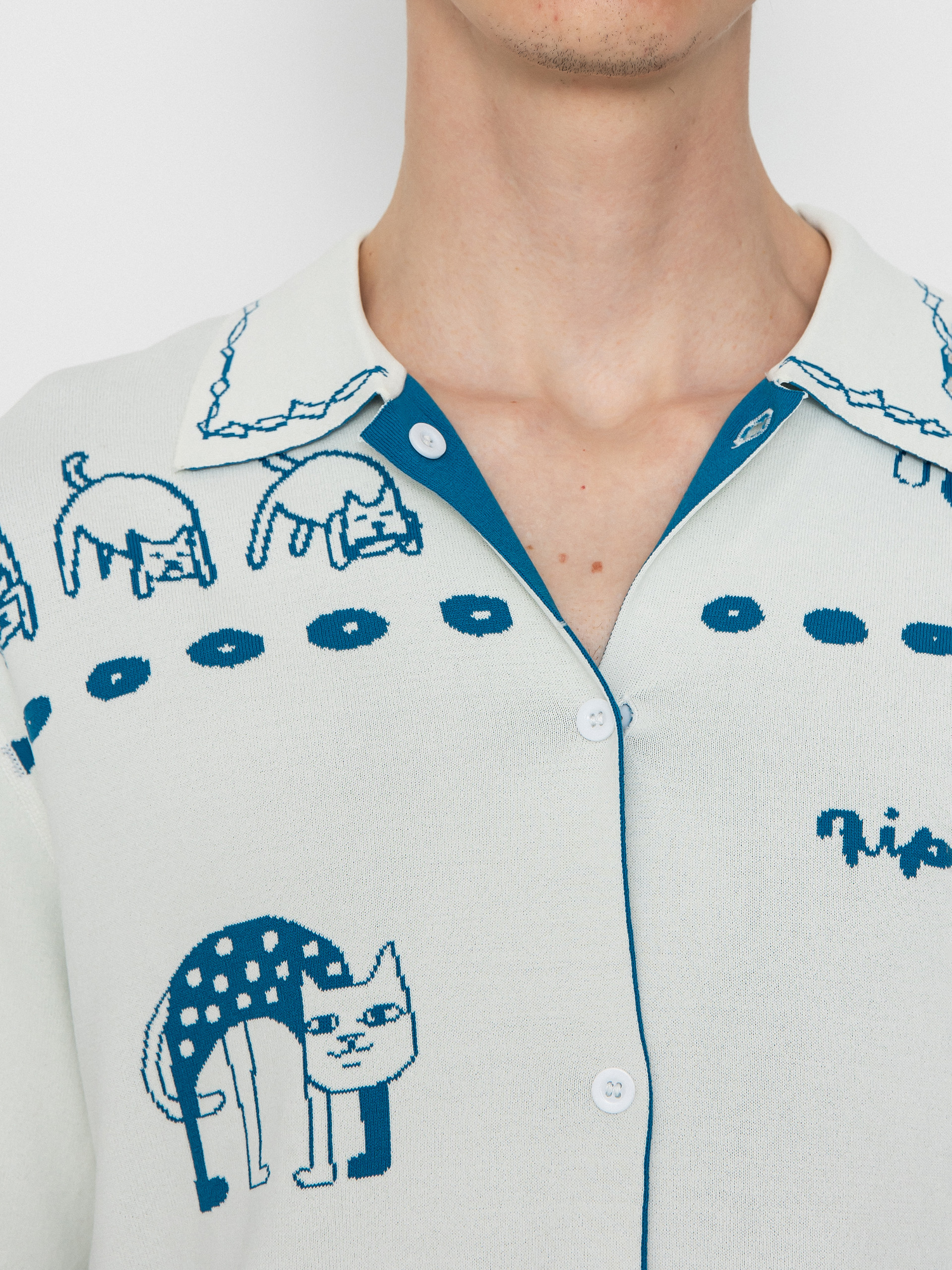 Košeľa RipNDip Blonded Knitted Button (off white)