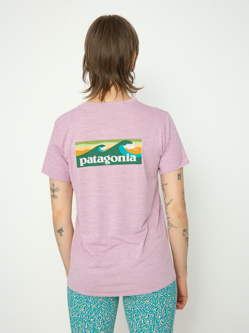 Tričko Patagonia Cap Cool Daily Graphic Wmn (boardshort logo milkweed mauve x-dye)