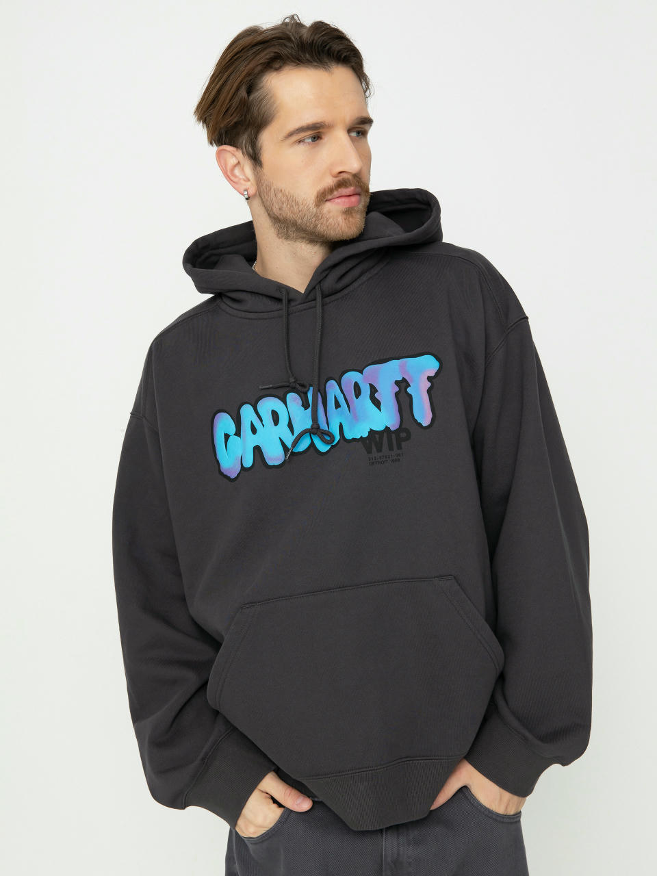 Mikina s kapucňou Carhartt WIP Drip HD (charcoal)