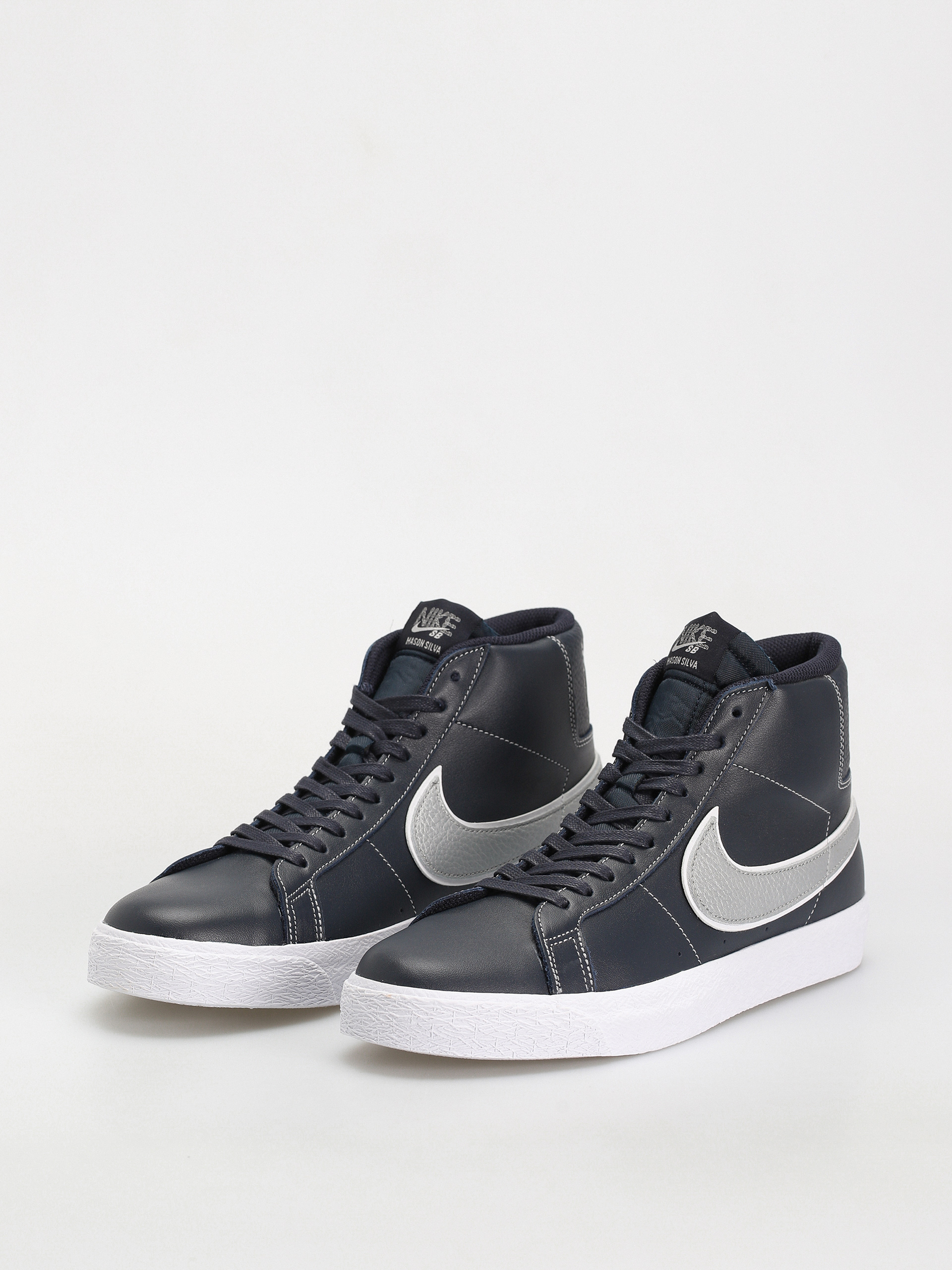 Topánky Nike SB Zoom Blazer Mid Mason Silva QS (dark obsidian/metallic silver white)