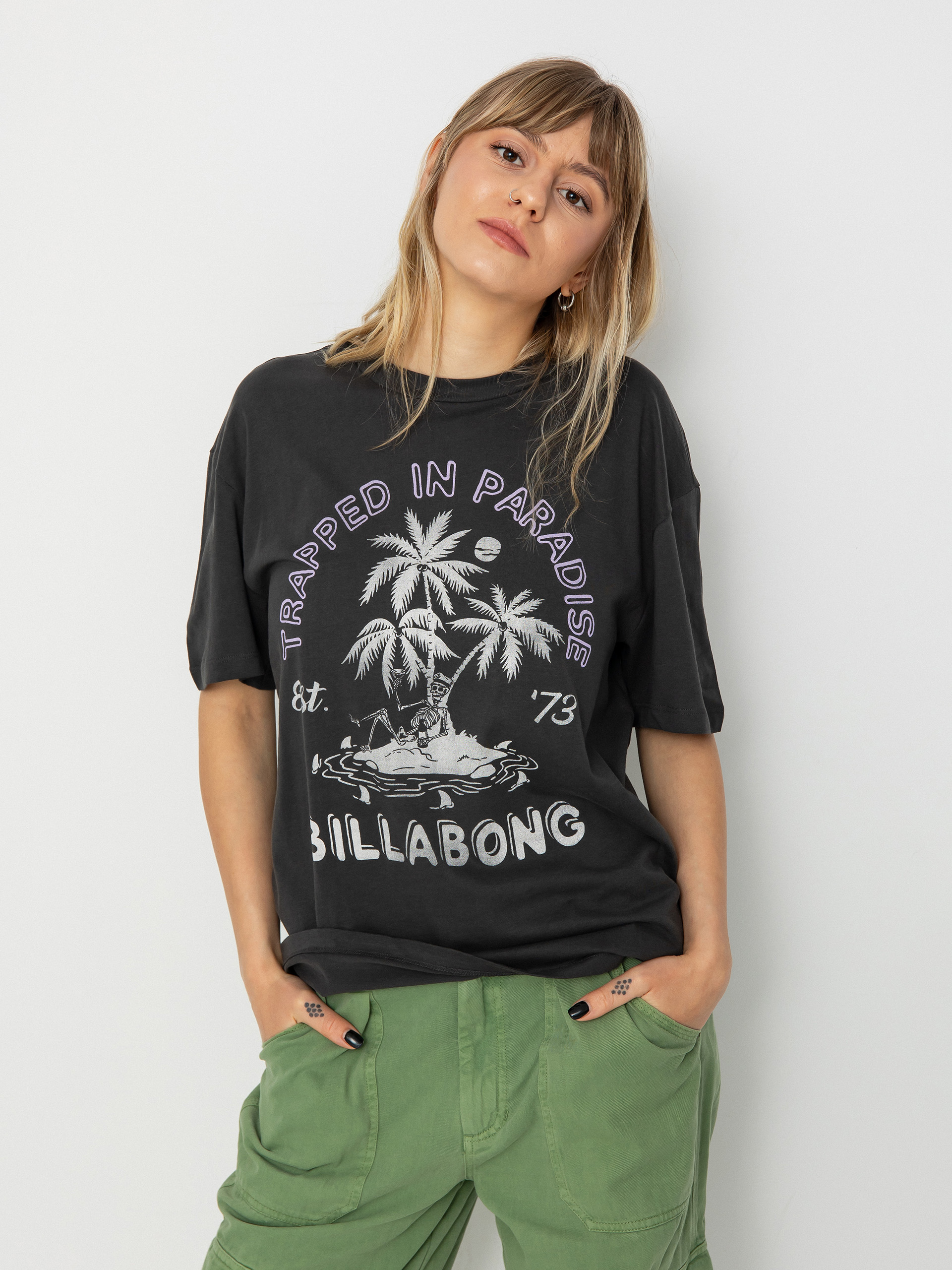 Tričko Billabong Trapped In Paradise Wmn (off black)