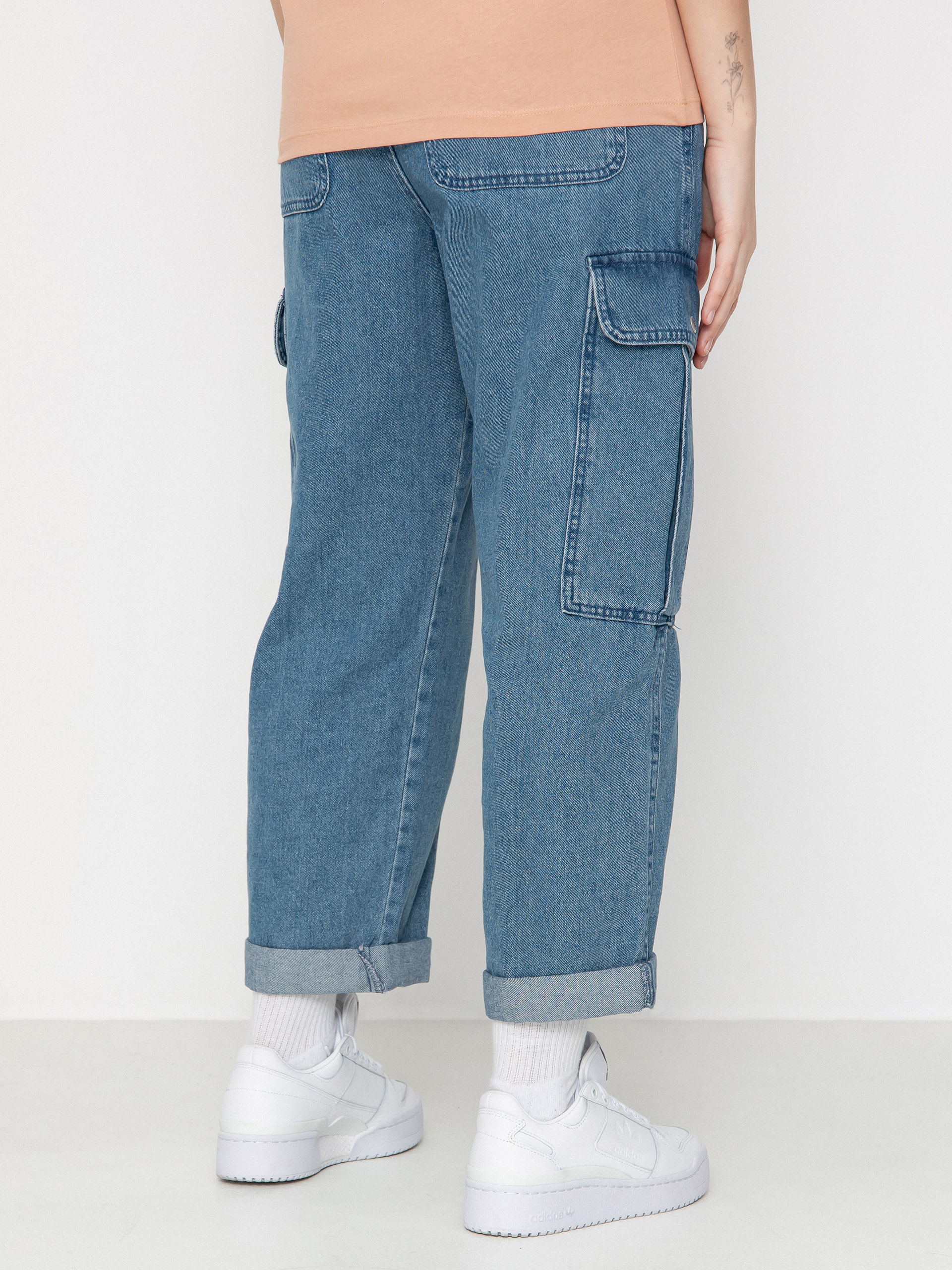 Nohavice Vans Sidewalk Denim Cargo Wmn (stone wash)