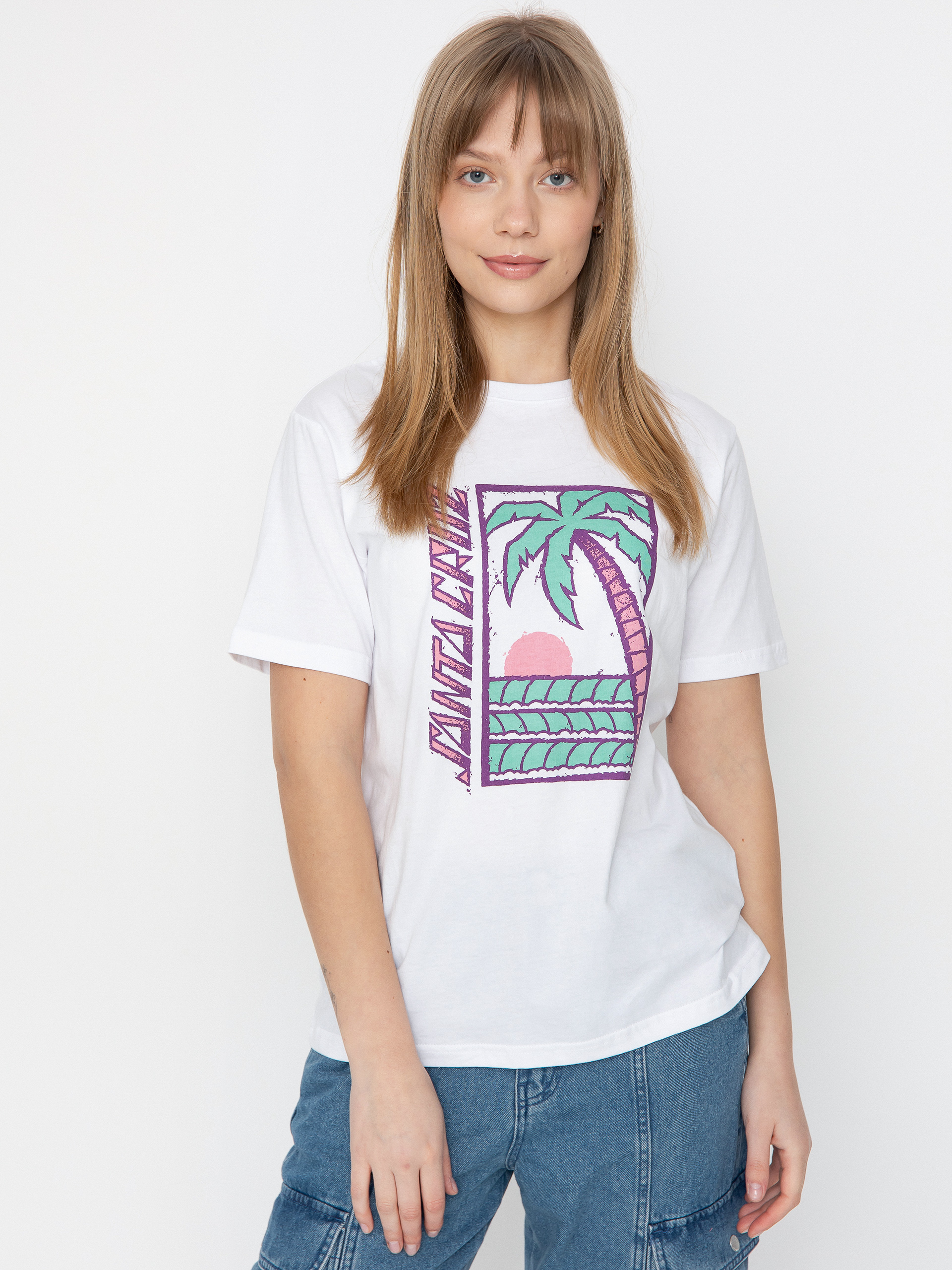 Tričko Santa Cruz Palm Strip Wmn (white)