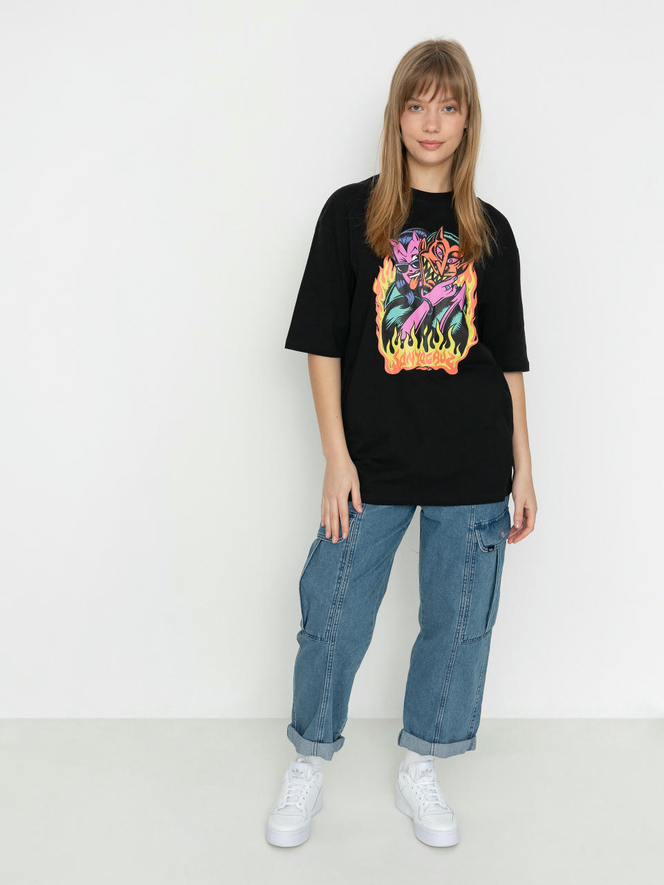 Tričko Santa Cruz Delfino Devil Front Oversized Wmn (black)