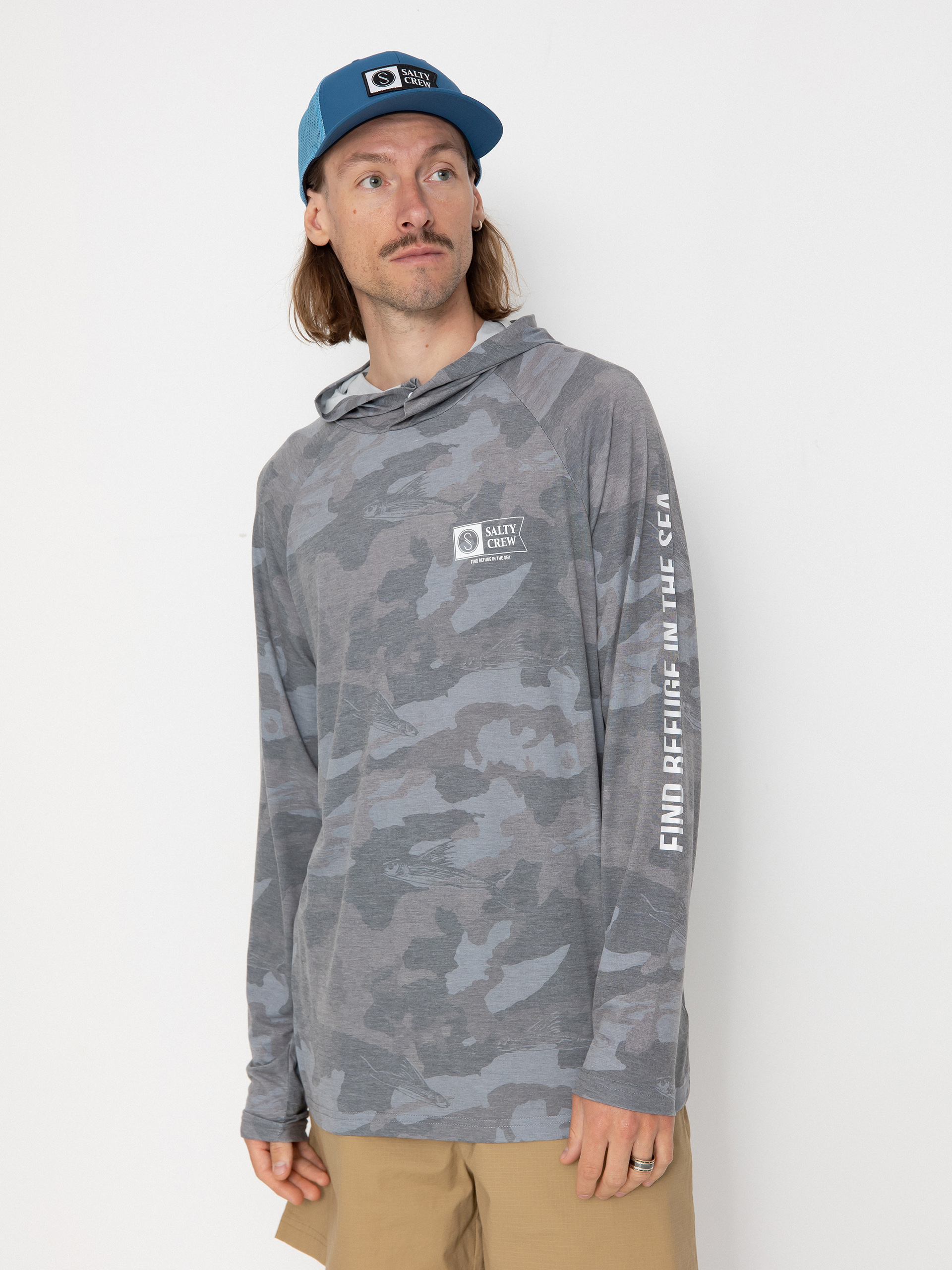 Mikina s kapucu0148ou Salty Crew Mariner HD (black camo)