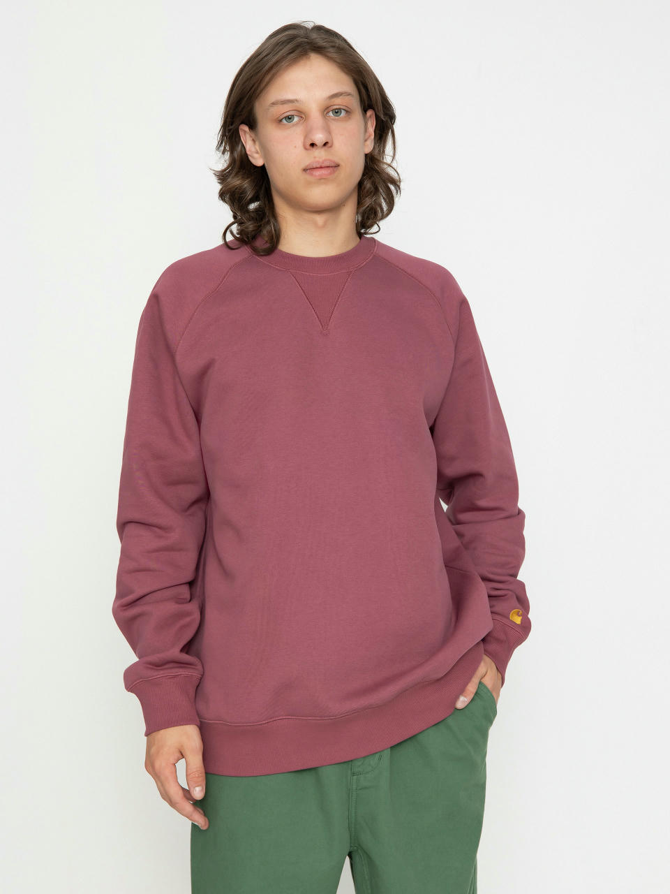 Mikina Carhartt WIP Chase (dusty fuchsia/gold)