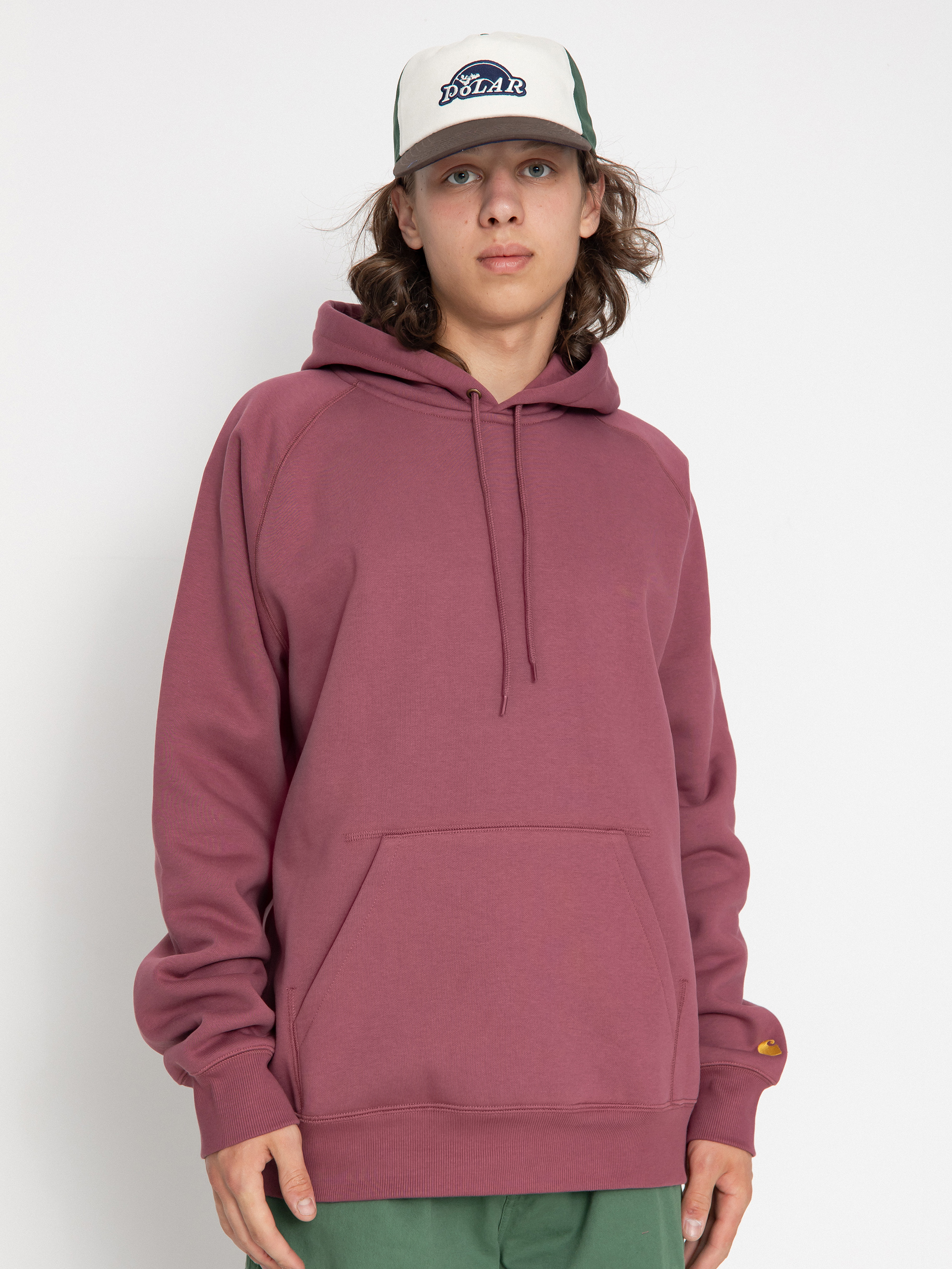 Mikina s kapucňou Carhartt WIP Chase HD (dusty fuchsia/gold)