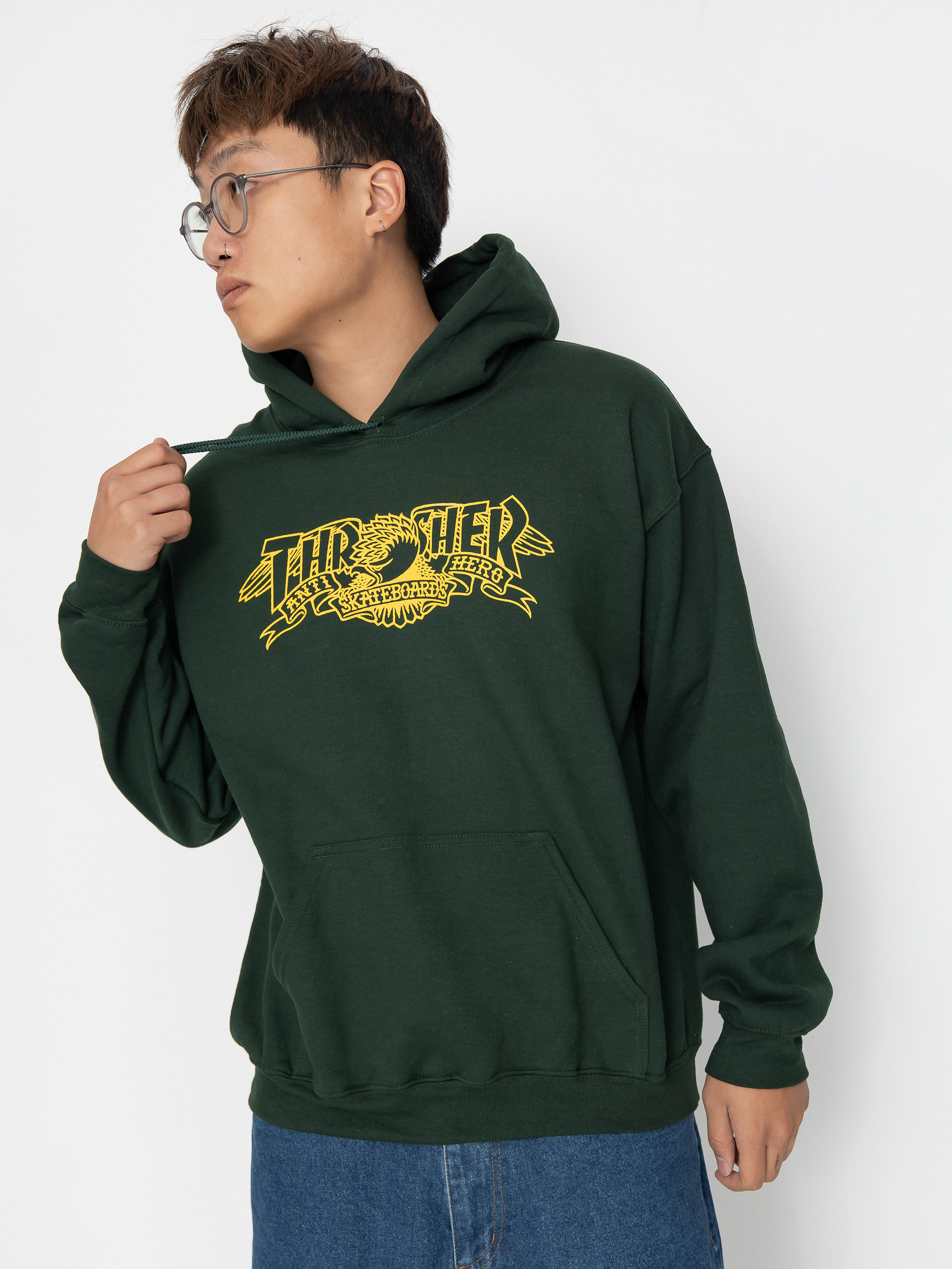 Mikina s kapucňou Thrasher Mag Banner HD (forest green)