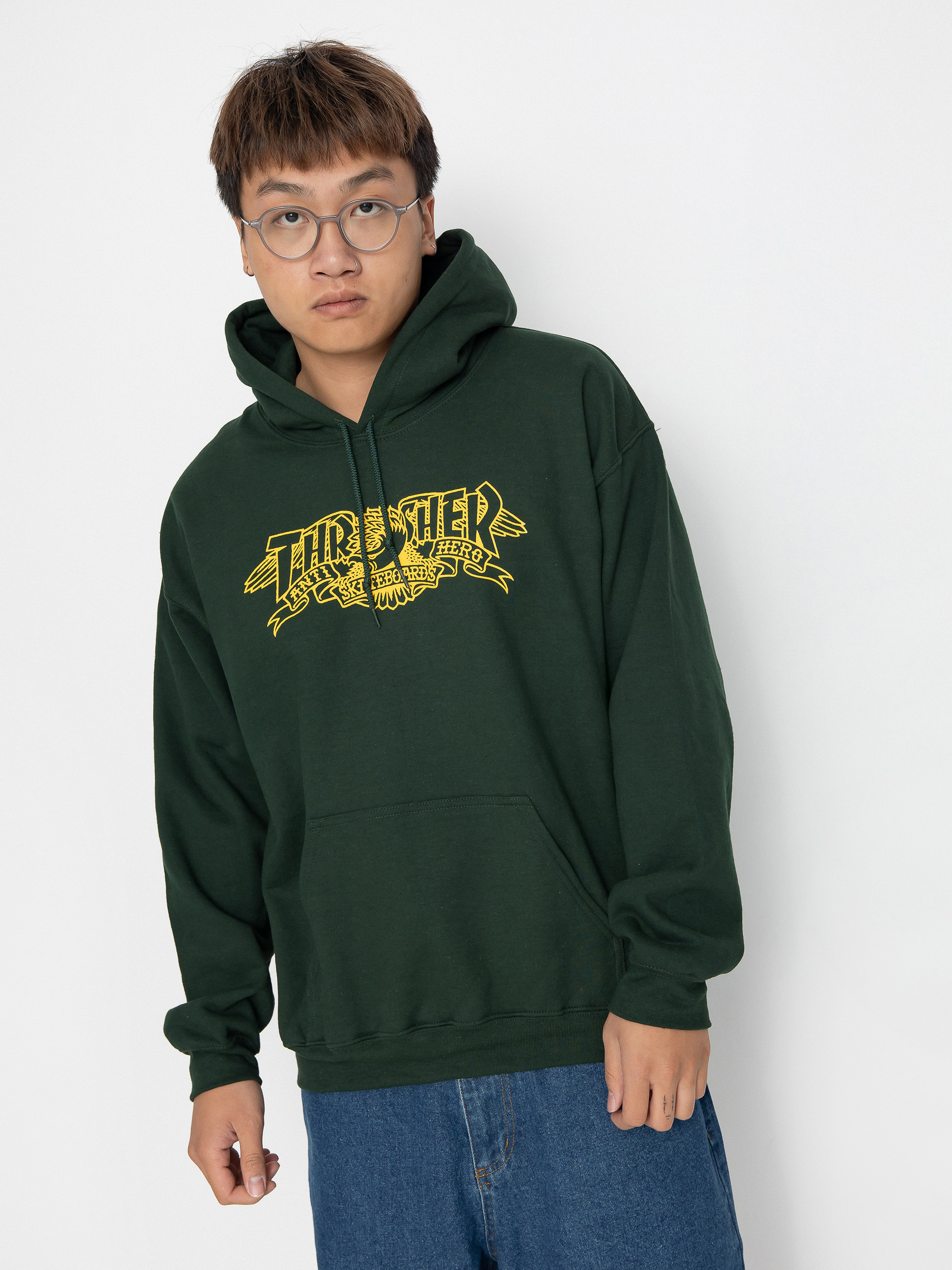 Mikina s kapucňou Thrasher Mag Banner HD (forest green)