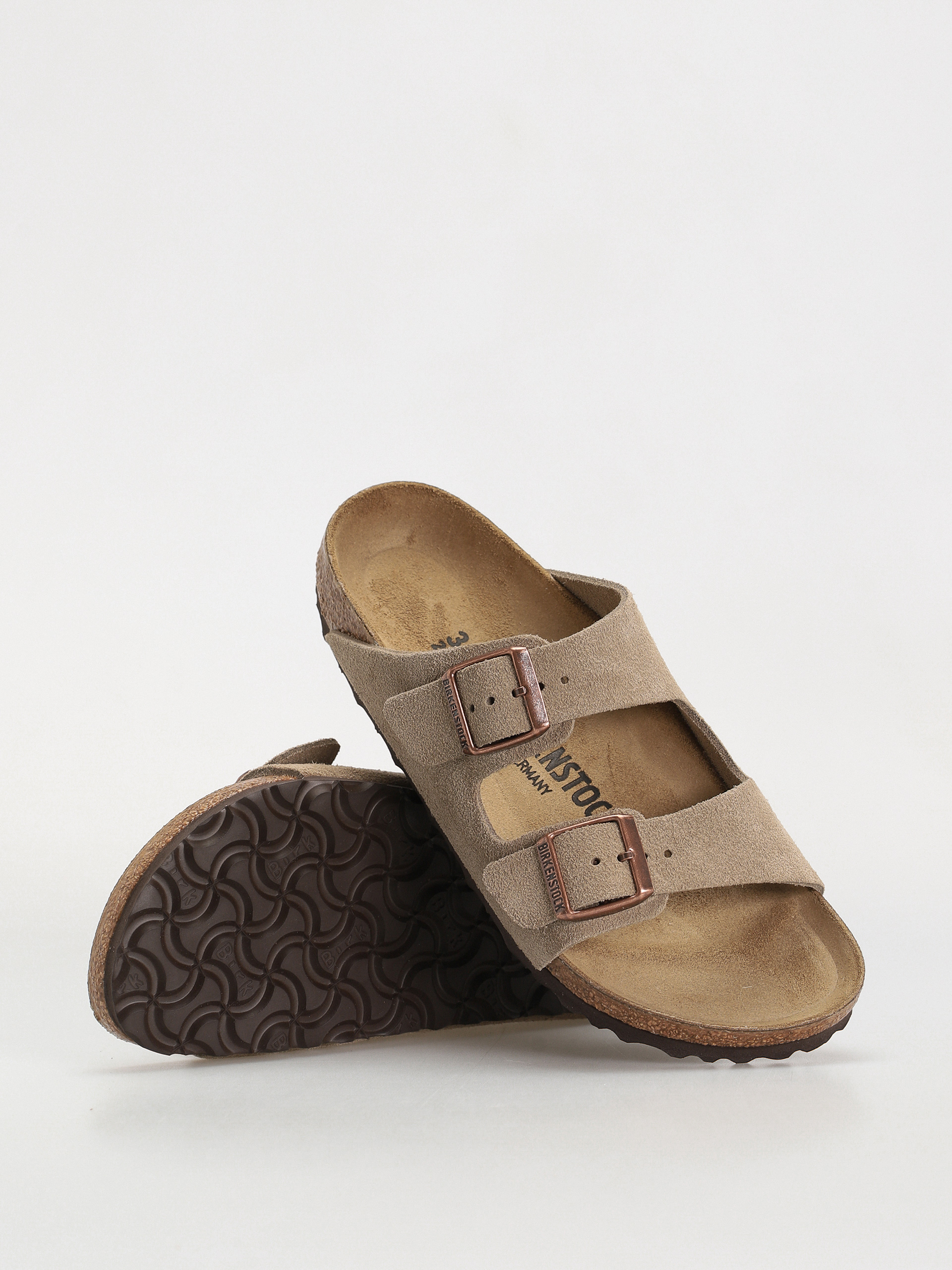 Šľapky Birkenstock Arizona Suede Leather Narrow Wmn (taupe)