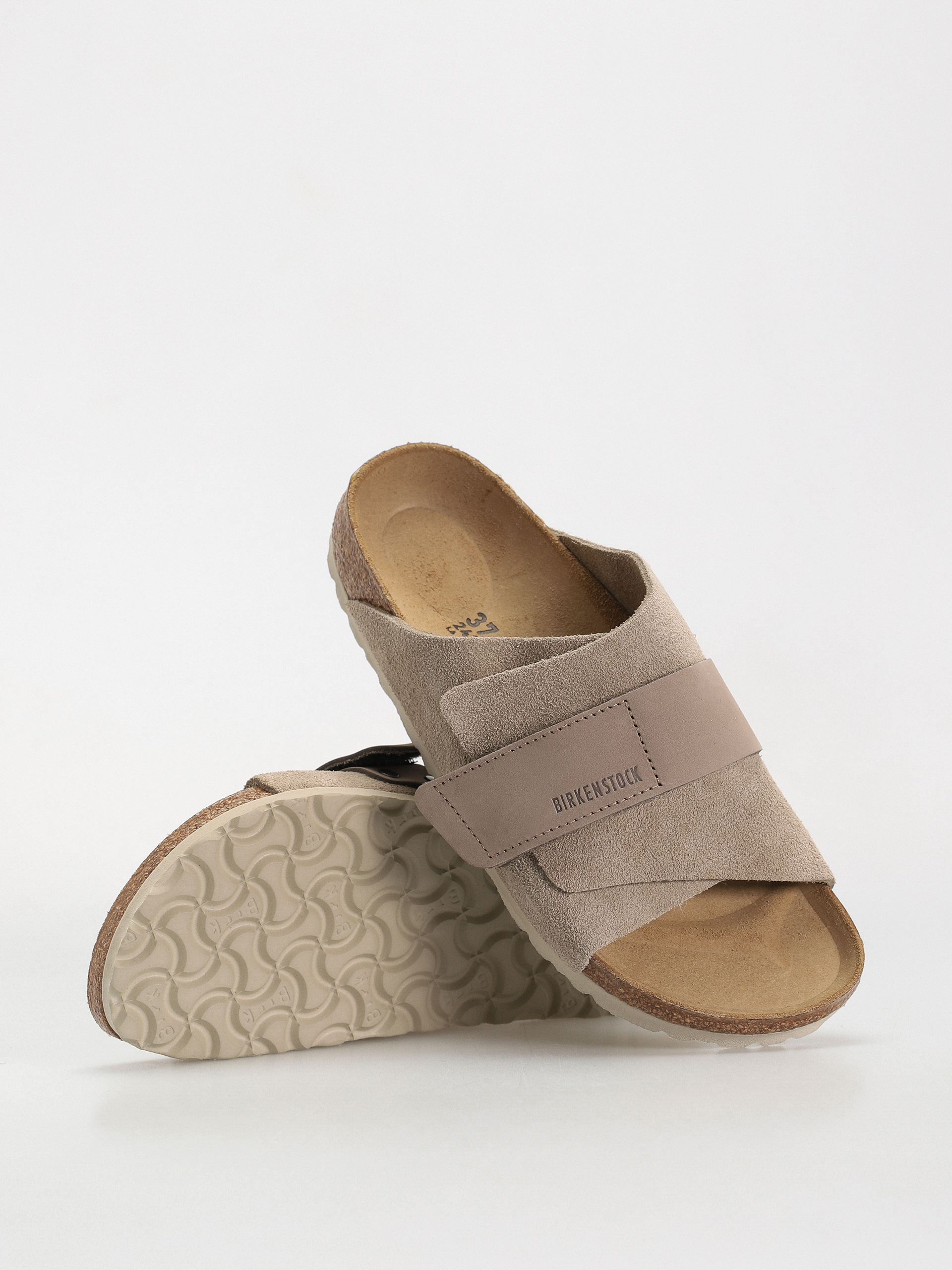 Šľapky Birkenstock Kyoto Nubuck Suede Leather Narrow Wmn (taupe)