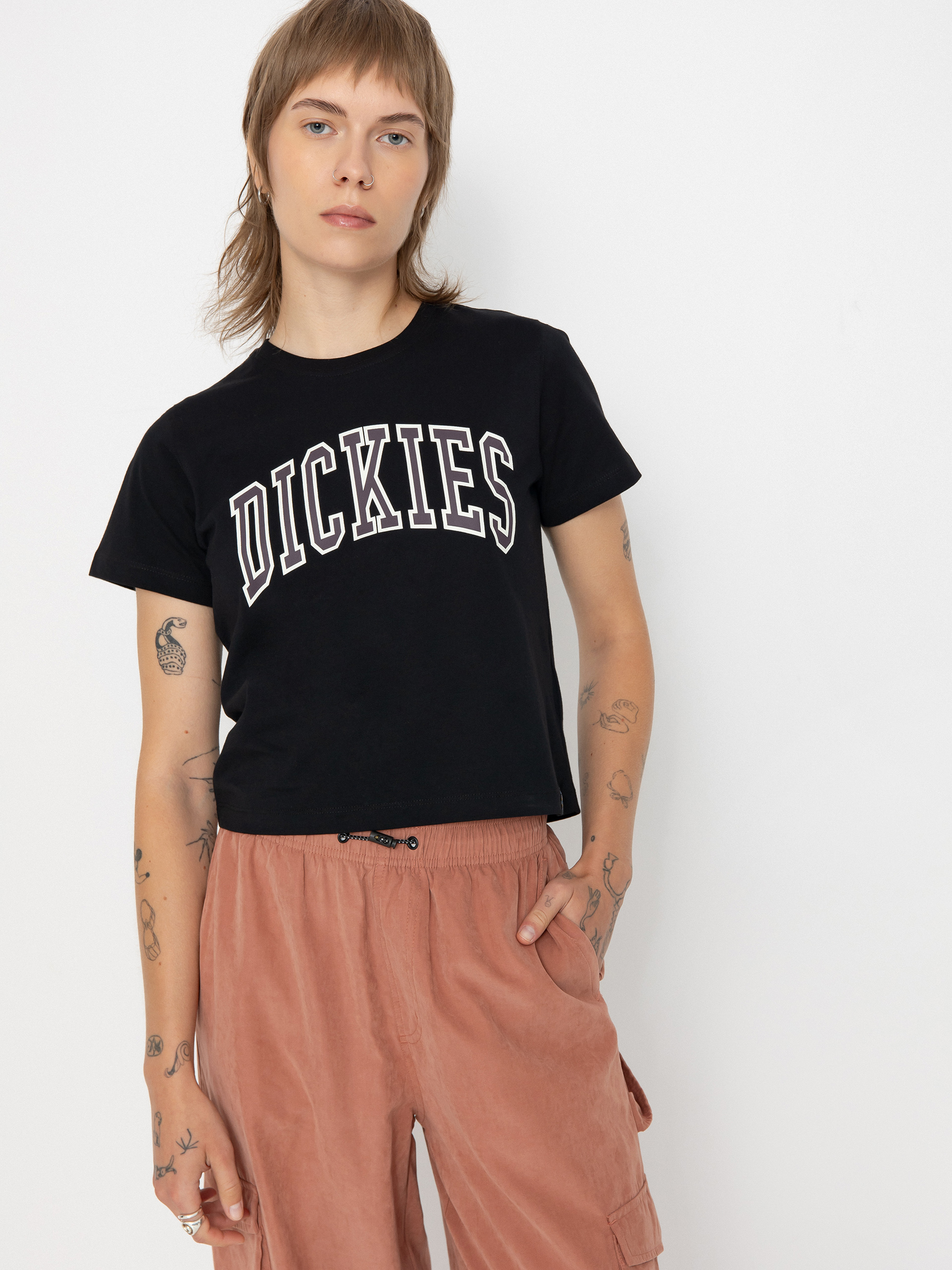 Tričko Dickies Aitkin Wmn (blk/plum perfct)