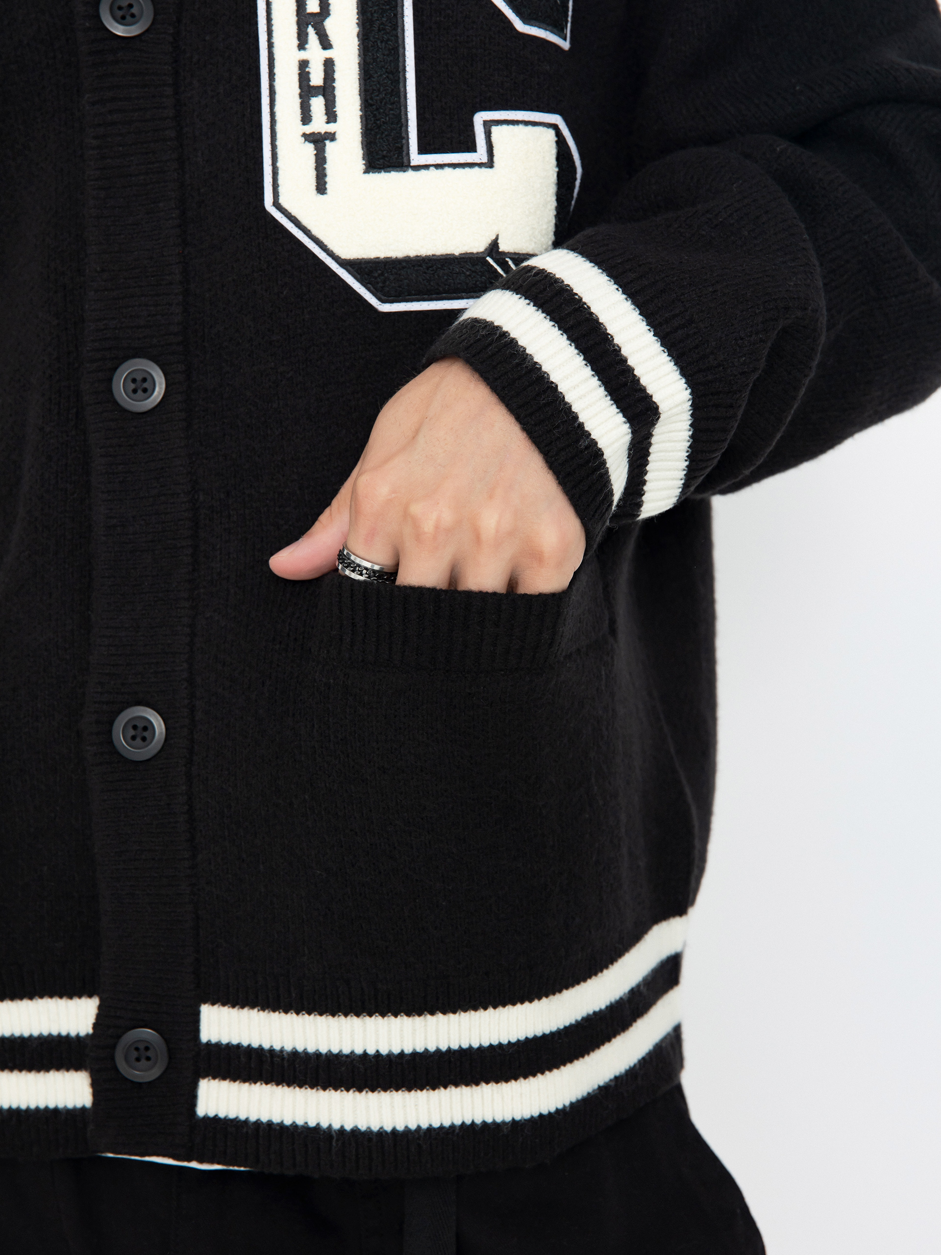 Sveter Carhartt WIP Brown Ducks Cardigan (black/wax)