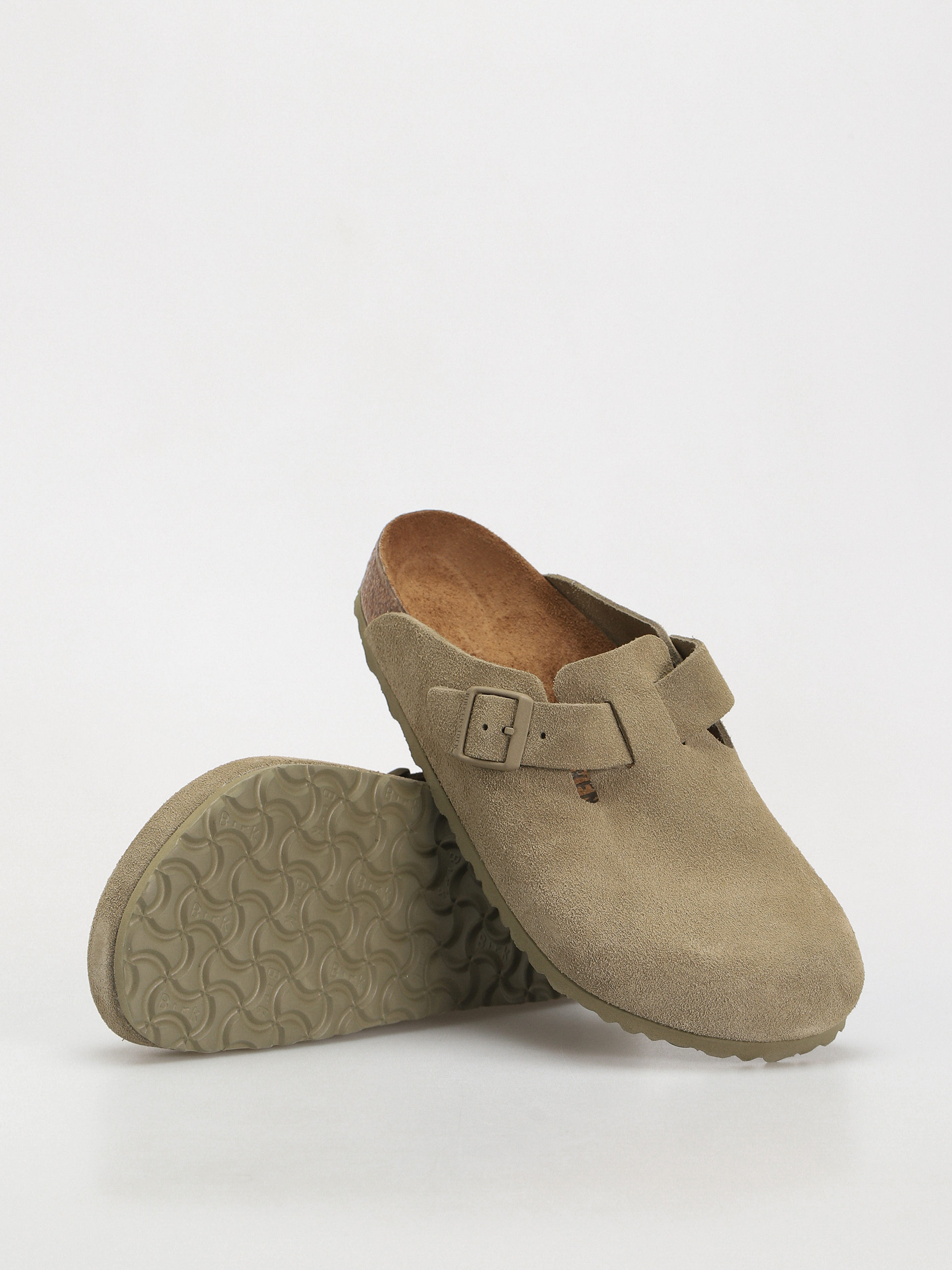 Šľapky Birkenstock Boston Suede Leather Regular (faded khaki)