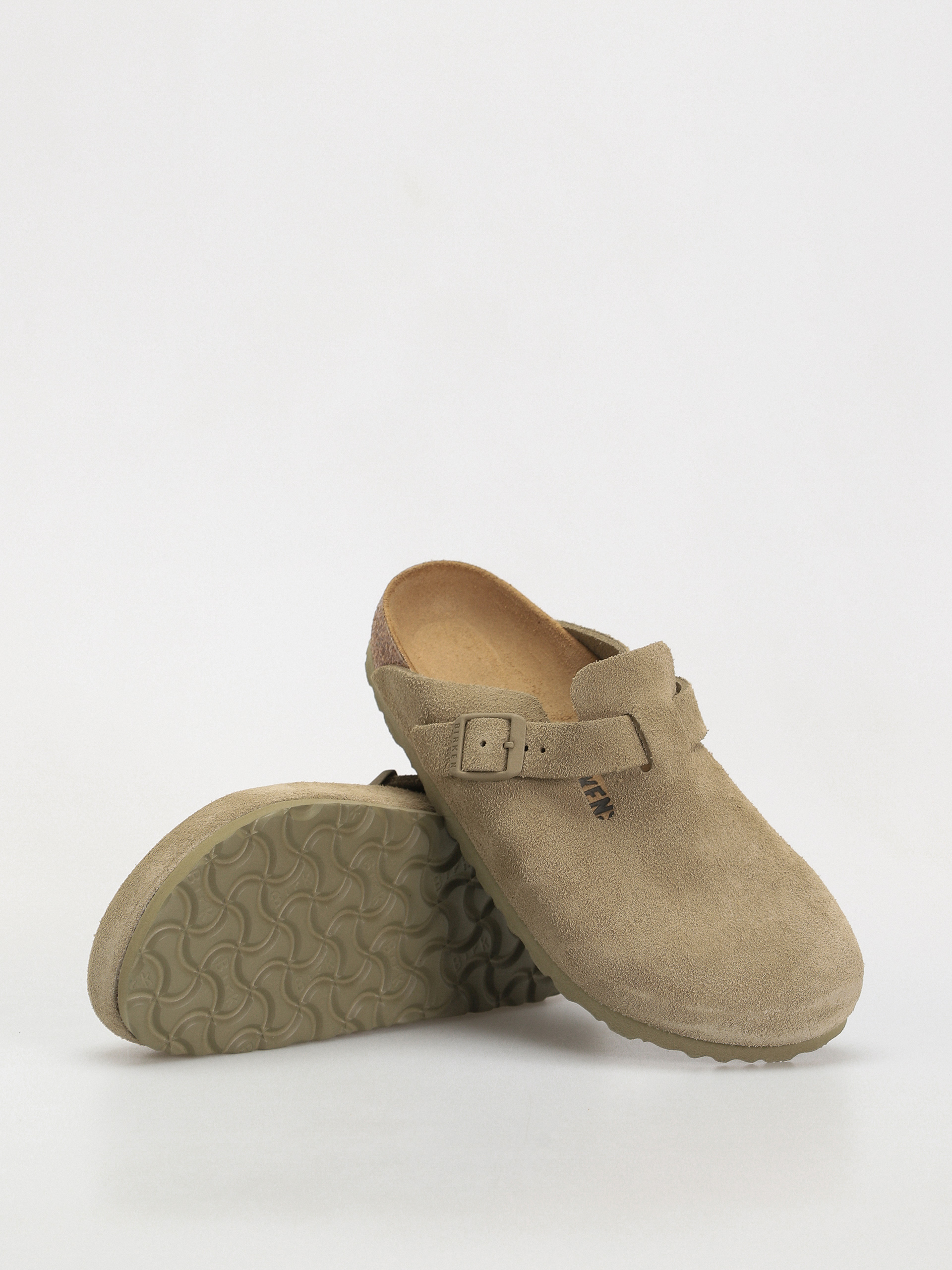 Šľapky Birkenstock Boston Suede Leather Narrow Wmn (faded khaki)