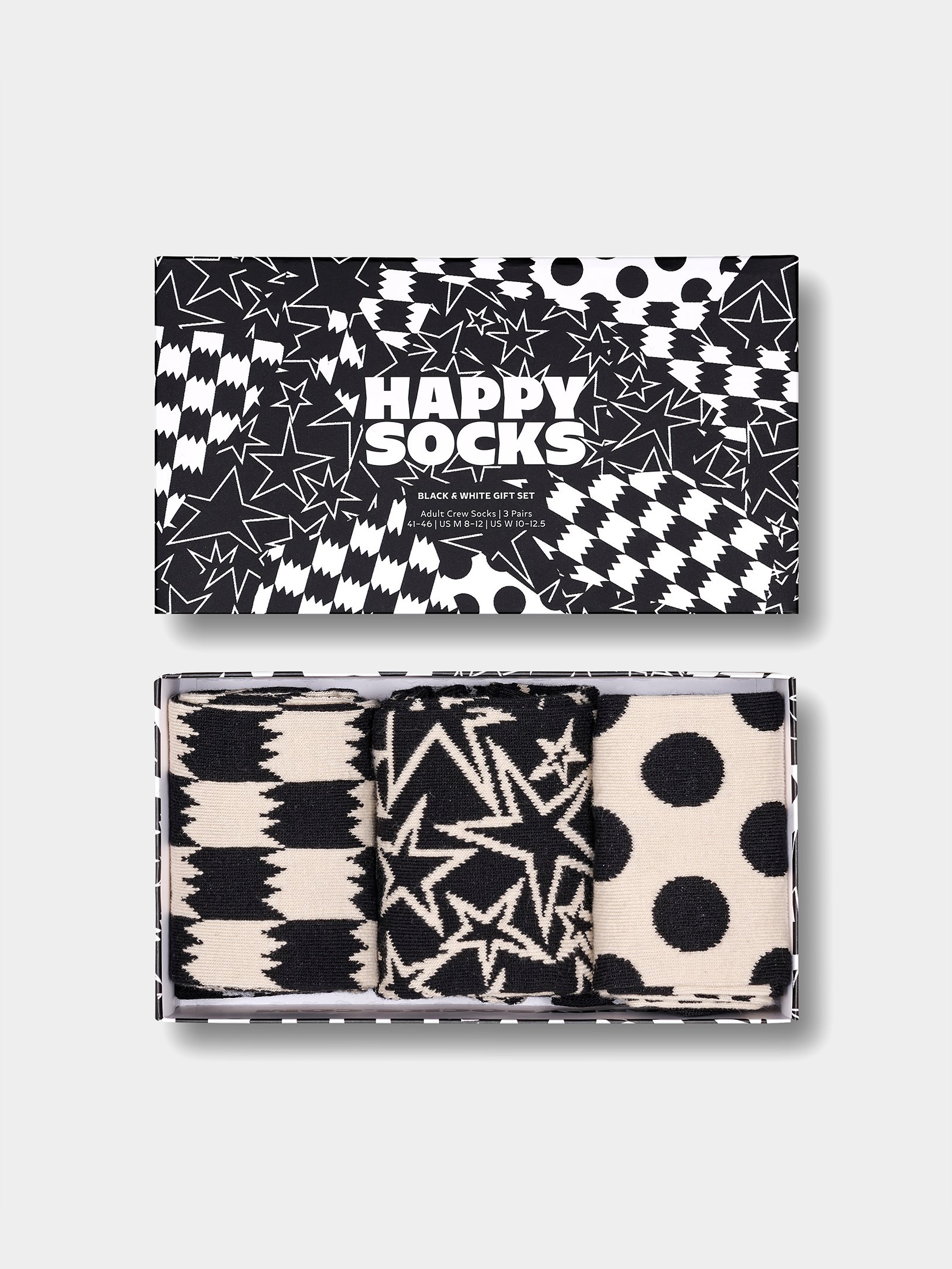 Ponožky Happy Socks 3-Pack Black And White (black)