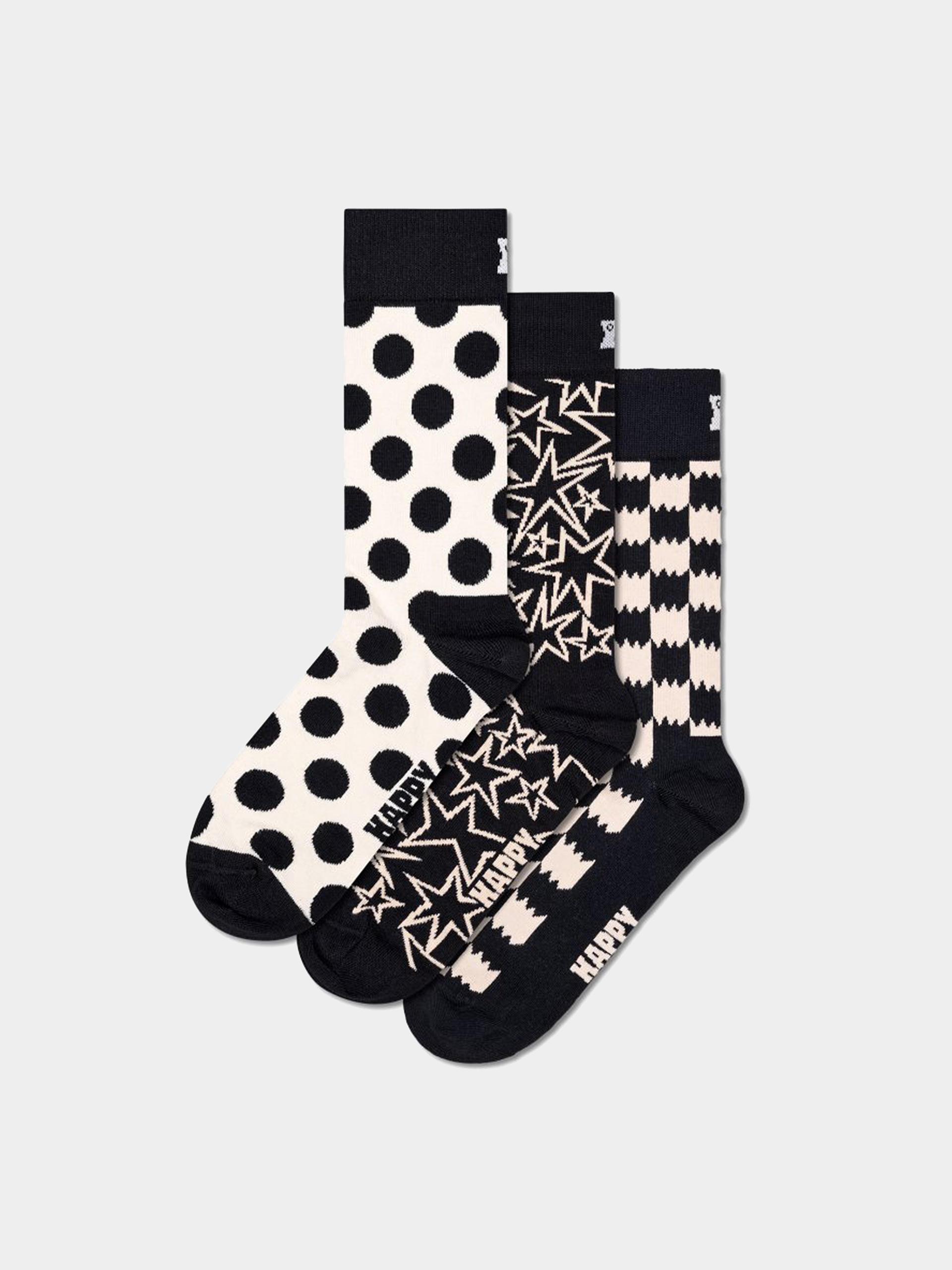 Ponožky Happy Socks 3-Pack Black And White (black)
