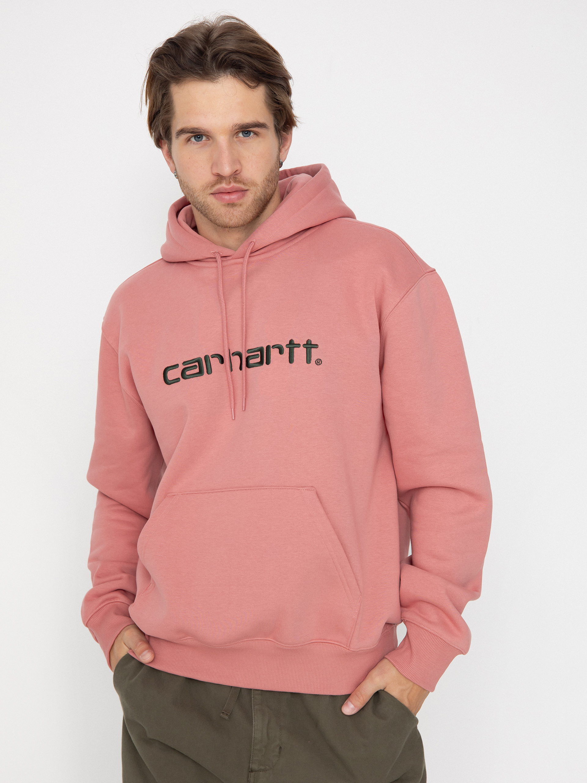 Mikina s kapucňou Carhartt WIP Carhartt HD (dusty rose/sycamore tree)