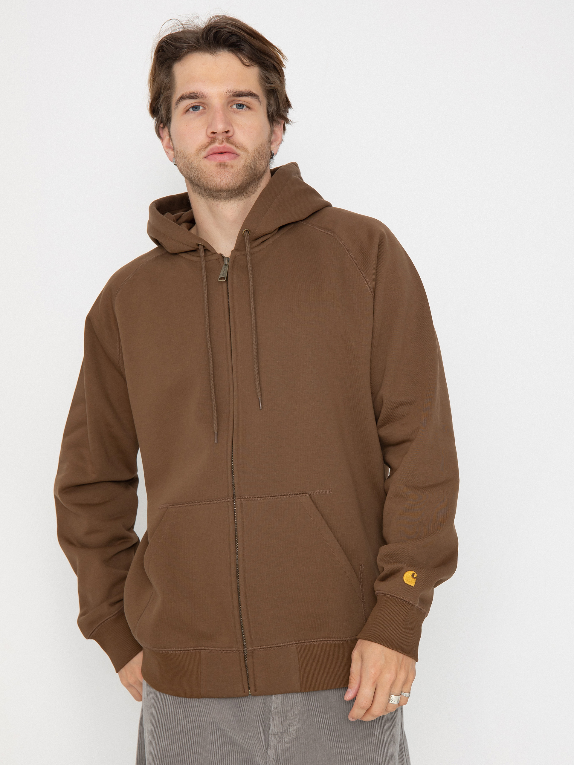 Mikina s kapucňou Carhartt WIP Chase ZHD (chocolate/gold)