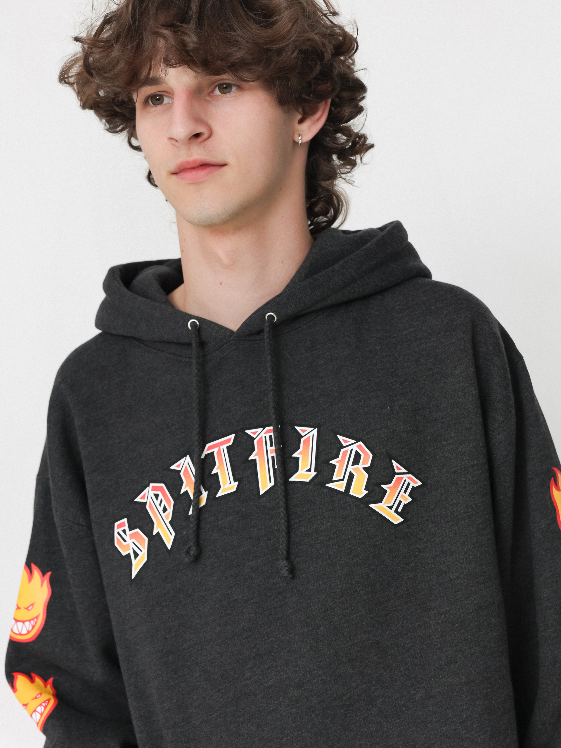 Mikina s kapucňou Spitfire Ol E Big Head HD (charcoal)