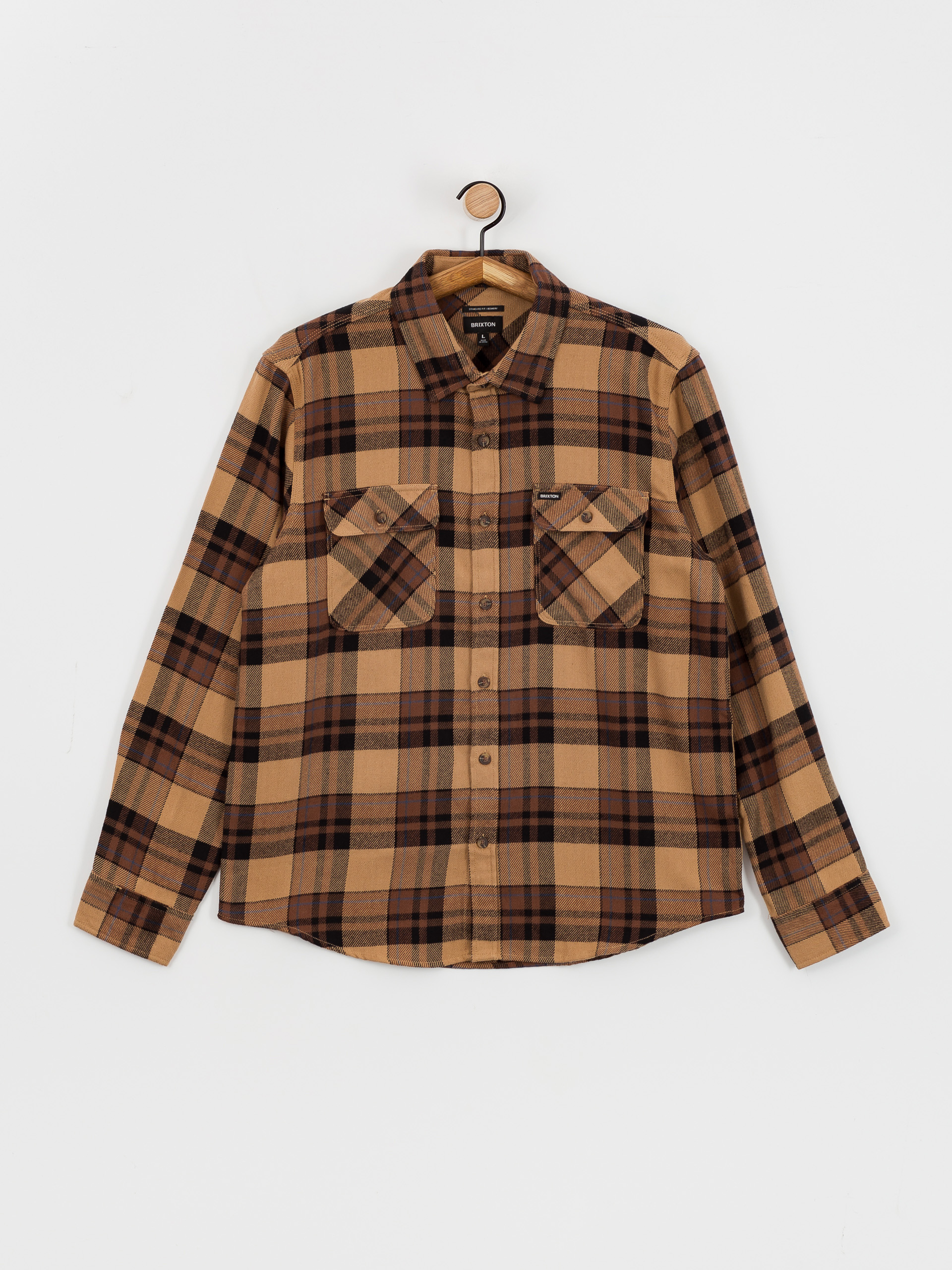 Košeľa Brixton Bowery Flannel Ls (tiger's eye/pinecone brown/was)