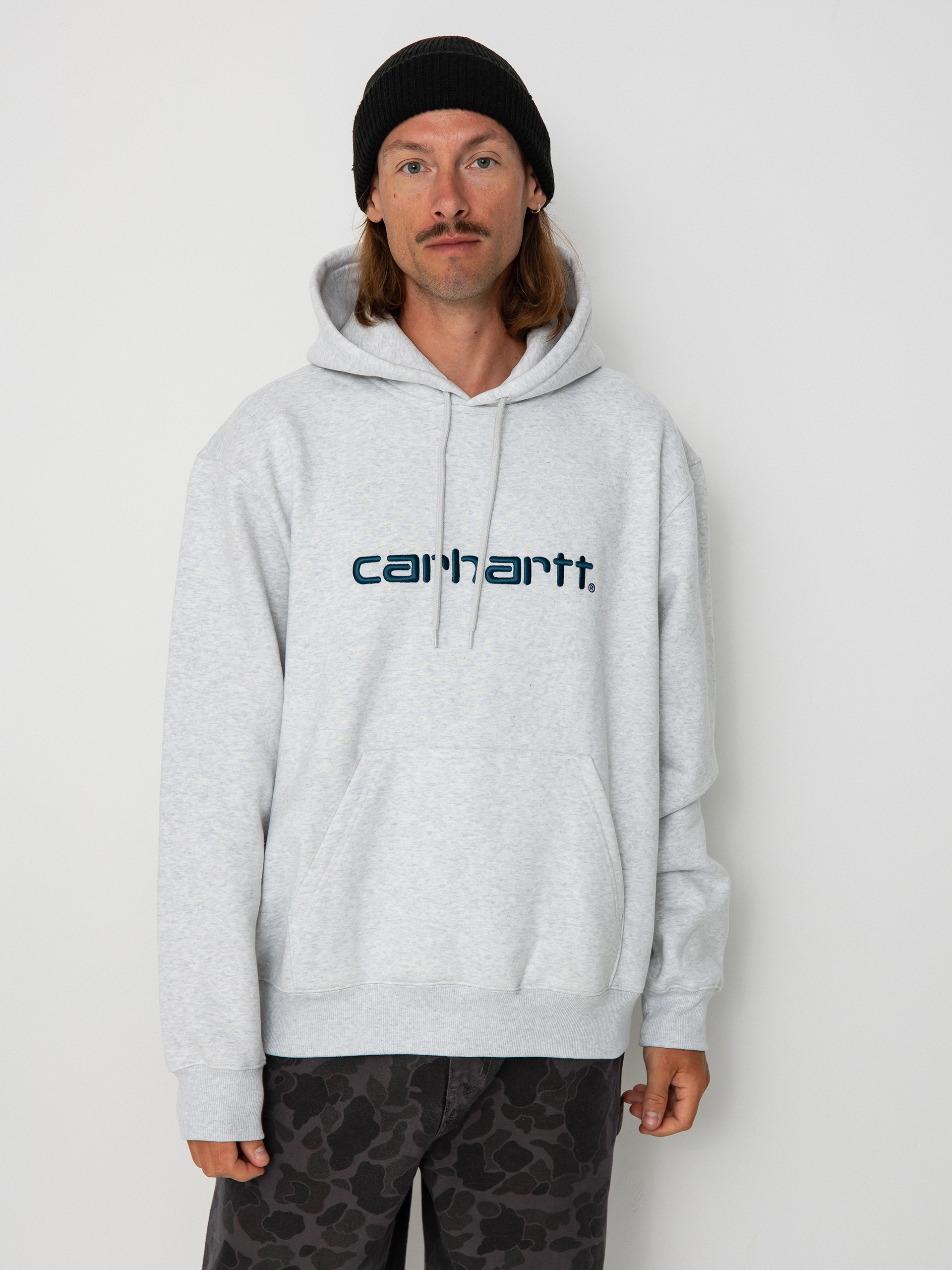 Mikina s kapucňou Carhartt WIP Carhartt HD (ash heather/duck blue)