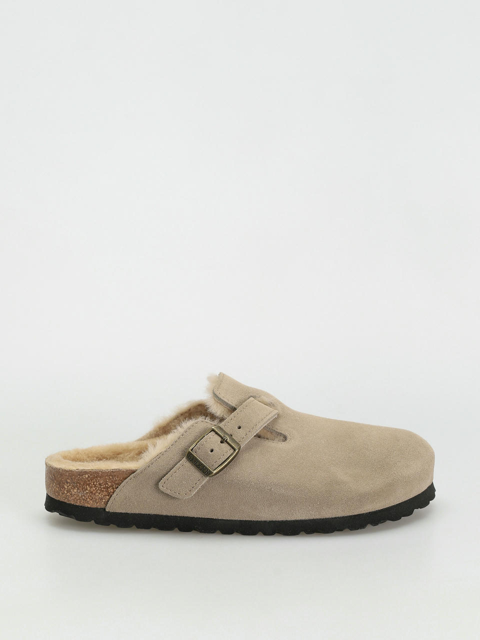 Šľapky Birkenstock Boston Shearling Suede Leather Fur Narrow Wmn (taupe)