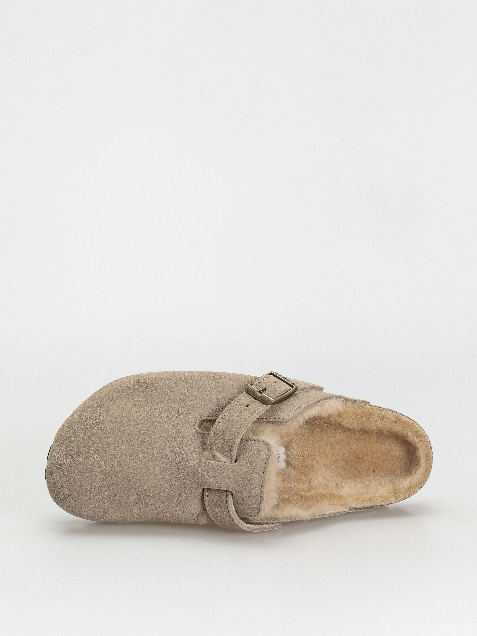 Šľapky Birkenstock Boston Shearling Suede Leather Fur Narrow Wmn (taupe)