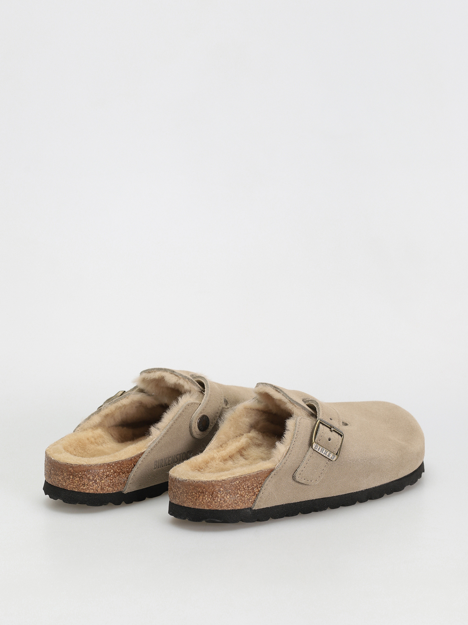 Šľapky Birkenstock Boston Shearling Suede Leather Fur Narrow Wmn (taupe)