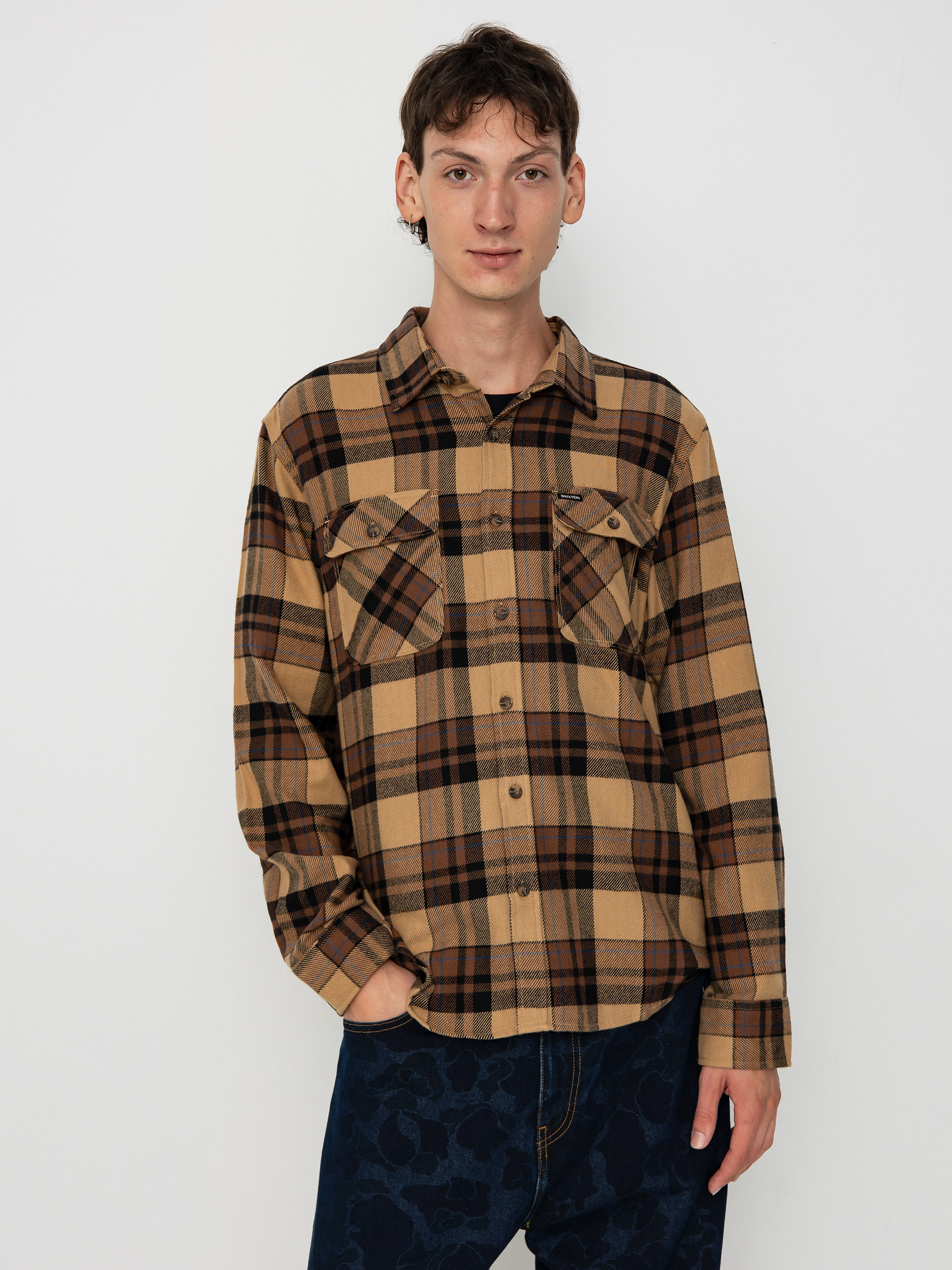 Kou0161eu013ea Brixton Bowery Flannel Ls (tiger's eye/pinecone brown/was)