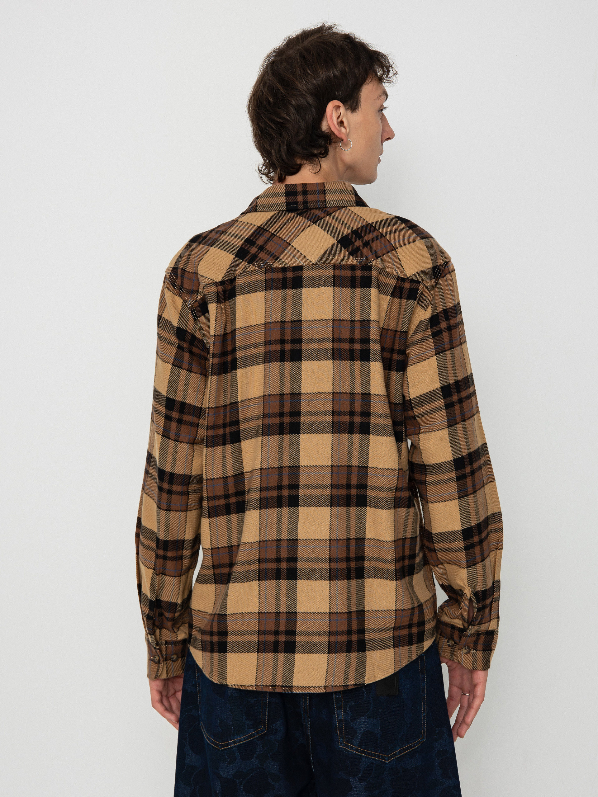 Košeľa Brixton Bowery Flannel Ls (tiger's eye/pinecone brown/was)