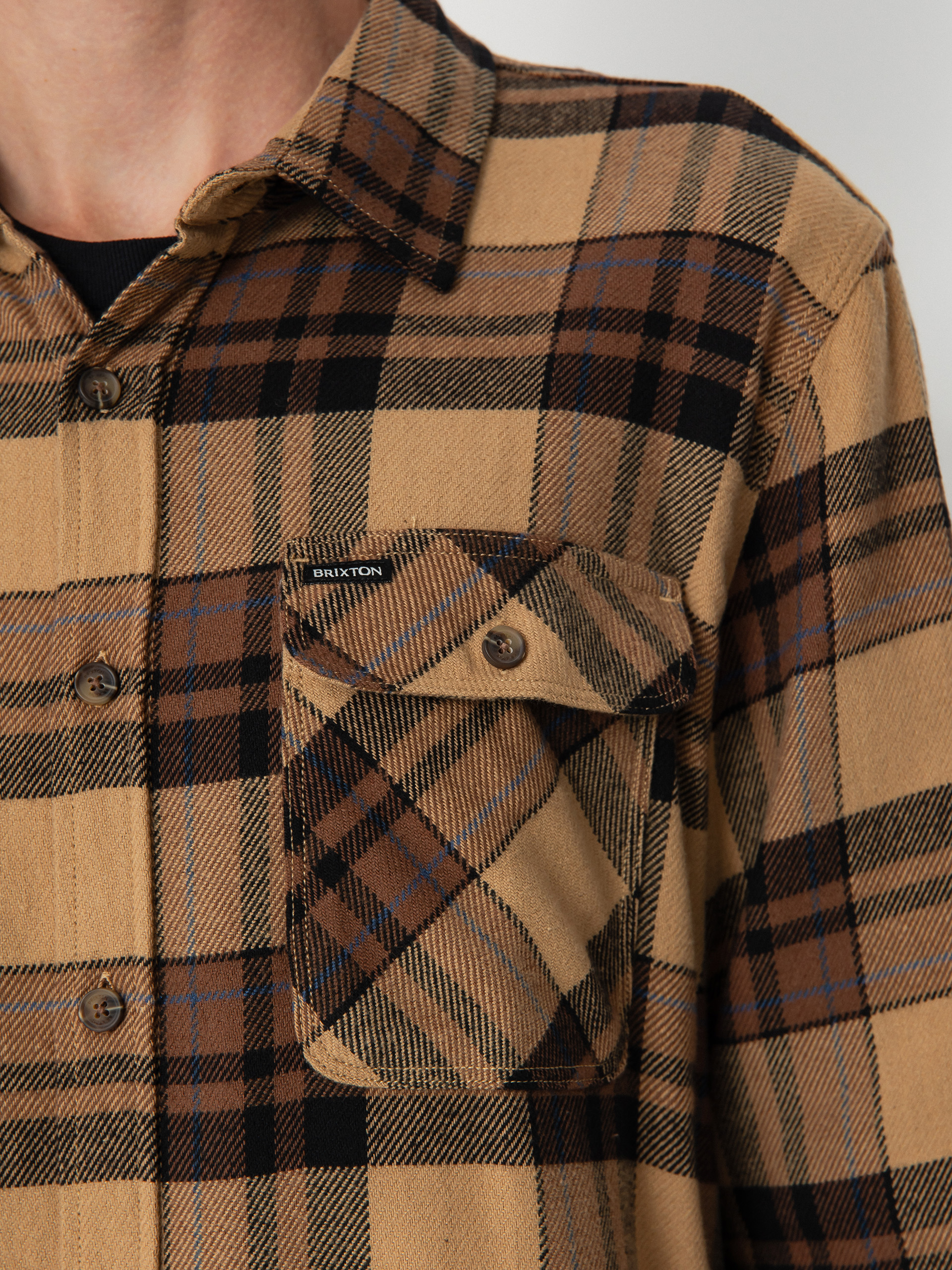 Košeľa Brixton Bowery Flannel Ls (tiger's eye/pinecone brown/was)