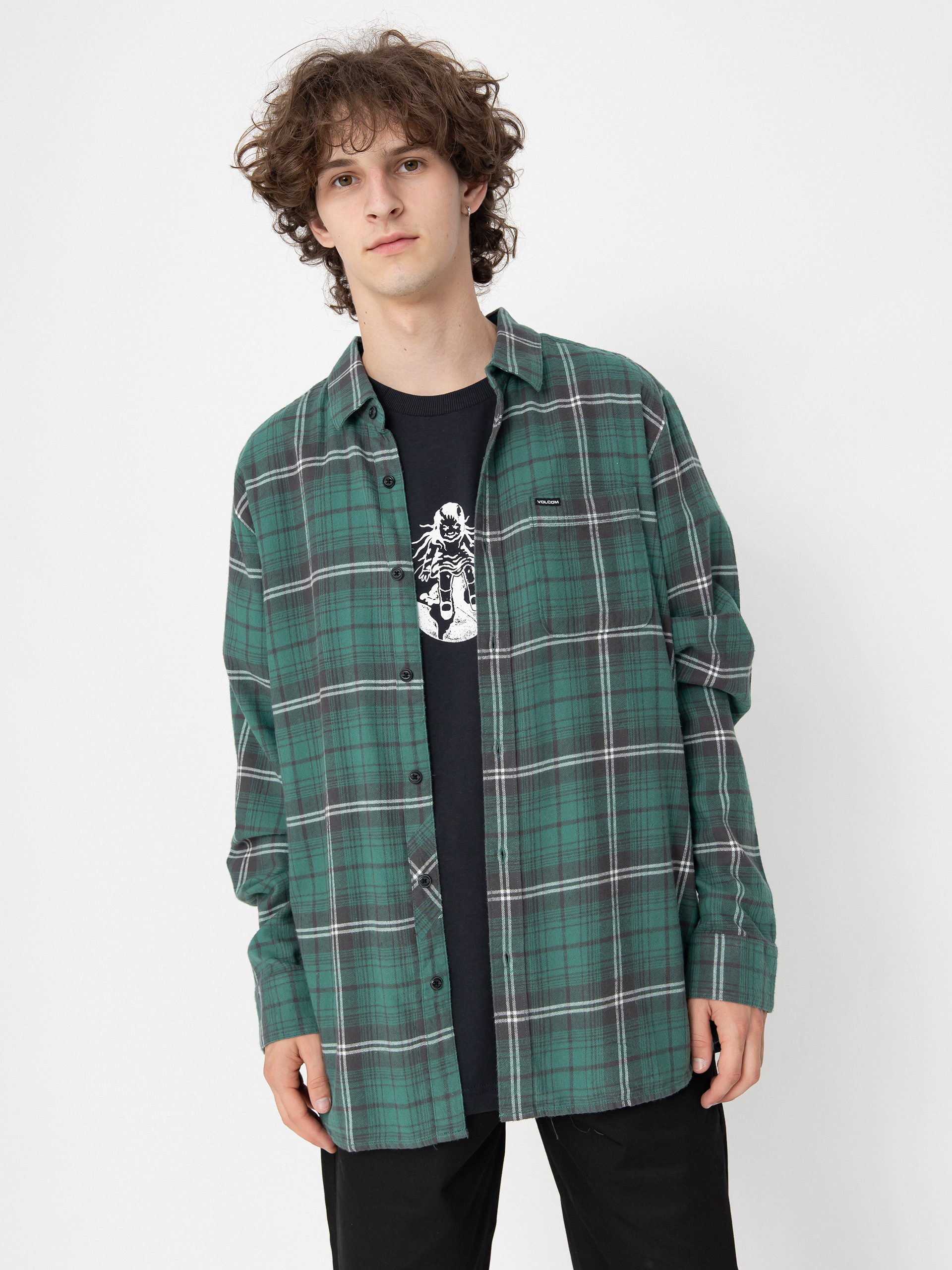 Košeľa Volcom Caden Plaid Ls (sea green)