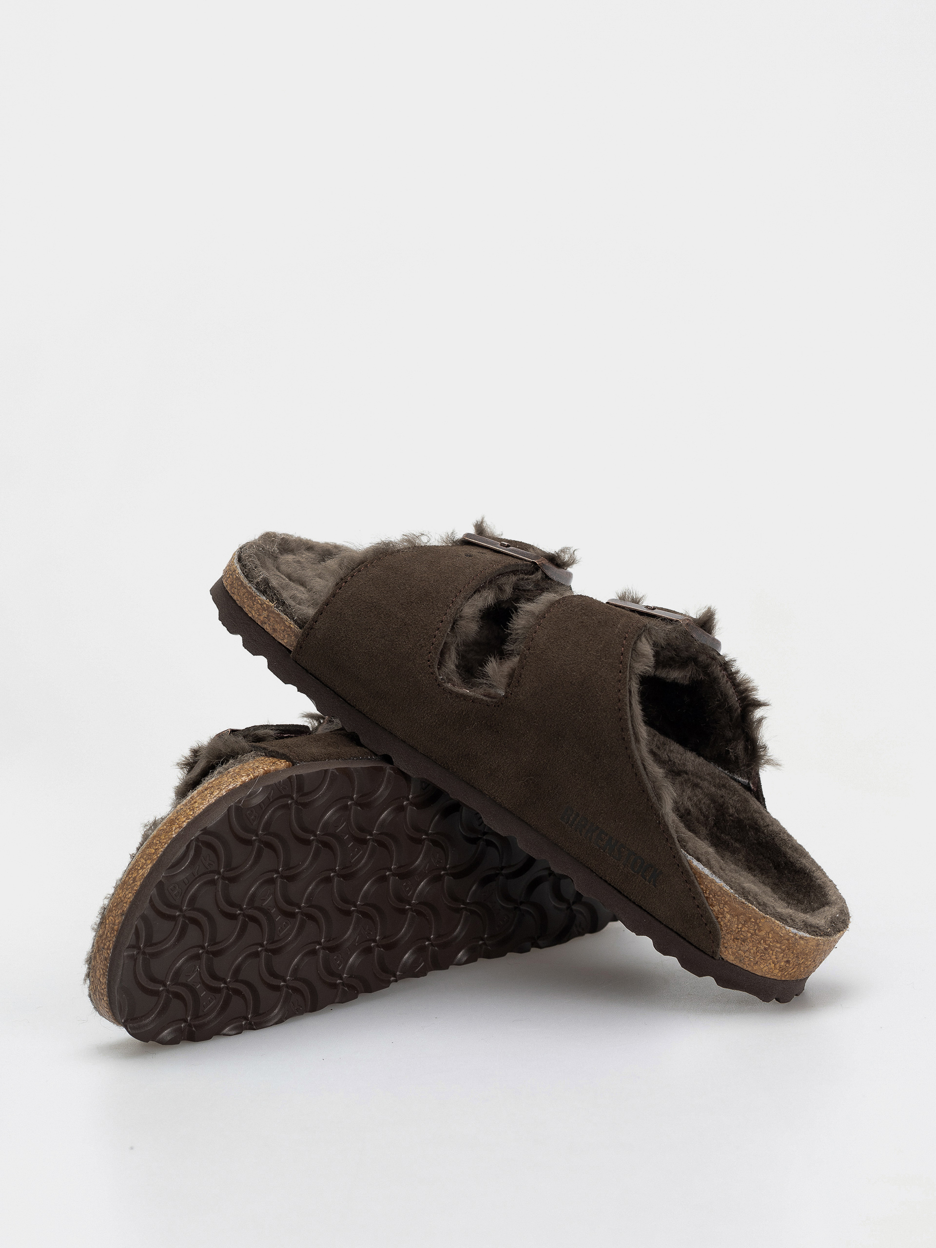 Šľapky Birkenstock Arizona Shearling Suede Leather Fur Narrow Wmn (mocha)