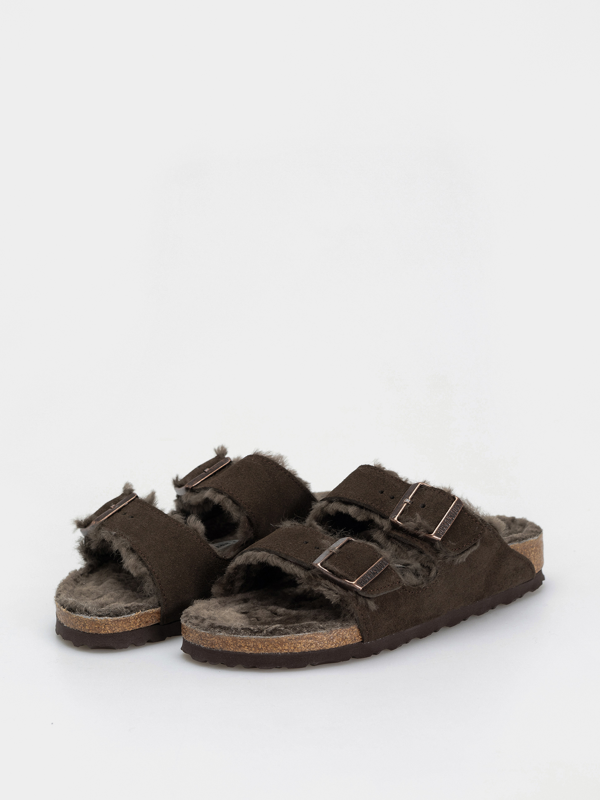 Šľapky Birkenstock Arizona Shearling Suede Leather Fur Narrow Wmn (mocha)