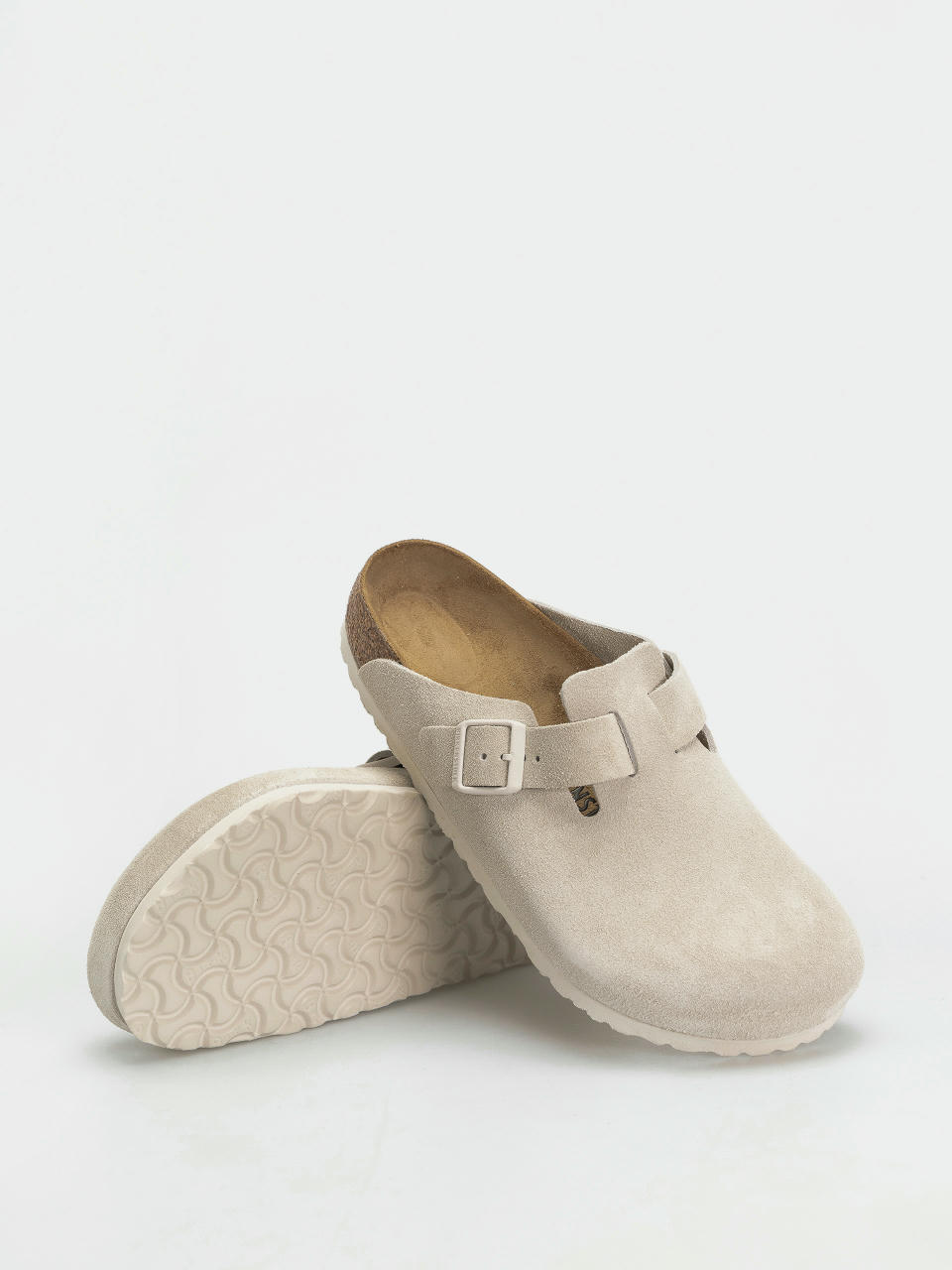 Šľapky Birkenstock Boston Suede Leather Regular (antique white)