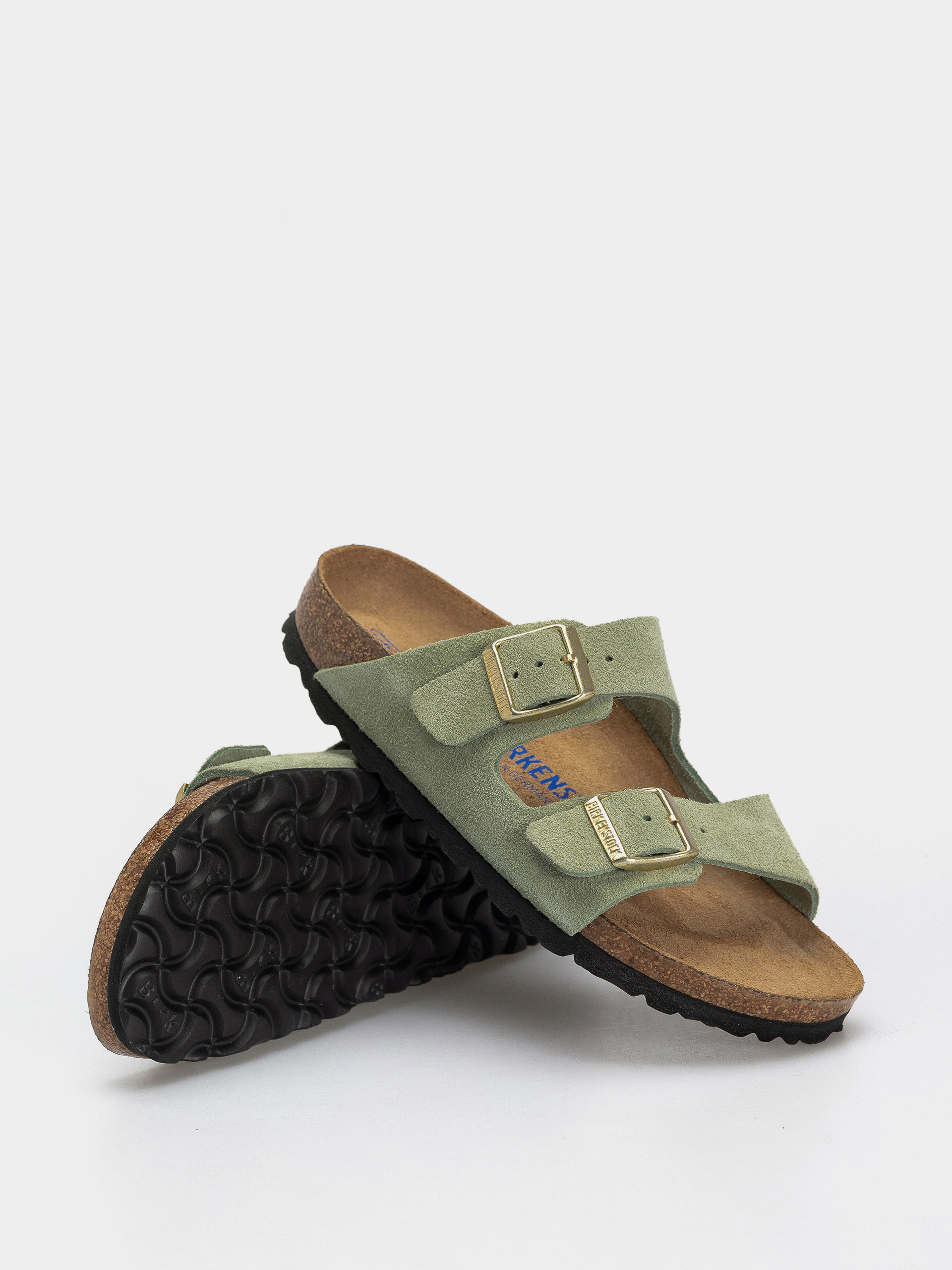 Šľapky Birkenstock Arizona Soft Footbed Suede Leather Narrow Wmn (green tea)