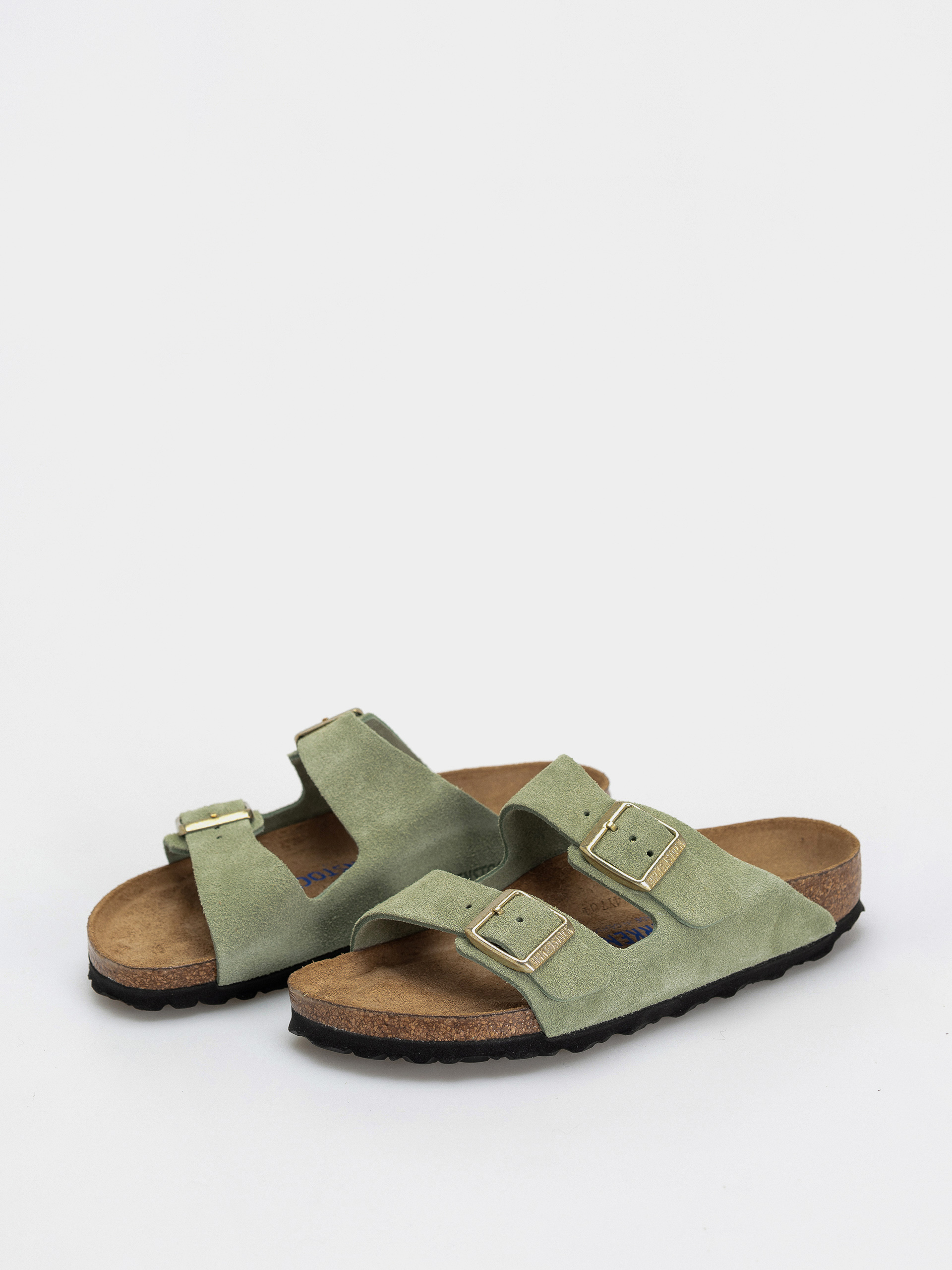 Šľapky Birkenstock Arizona Soft Footbed Suede Leather Narrow Wmn (green tea)