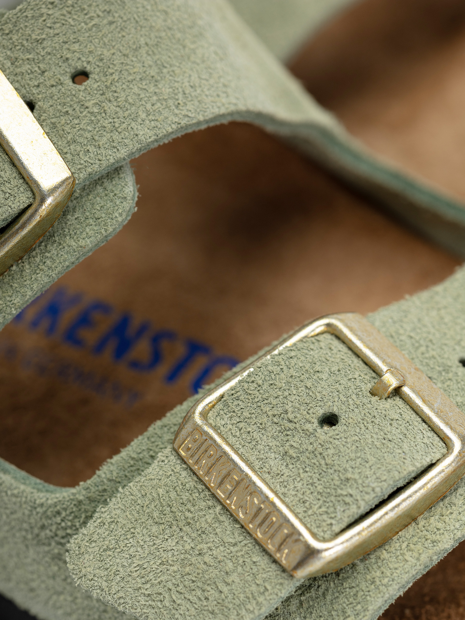 Šľapky Birkenstock Arizona Soft Footbed Suede Leather Narrow Wmn (green tea)