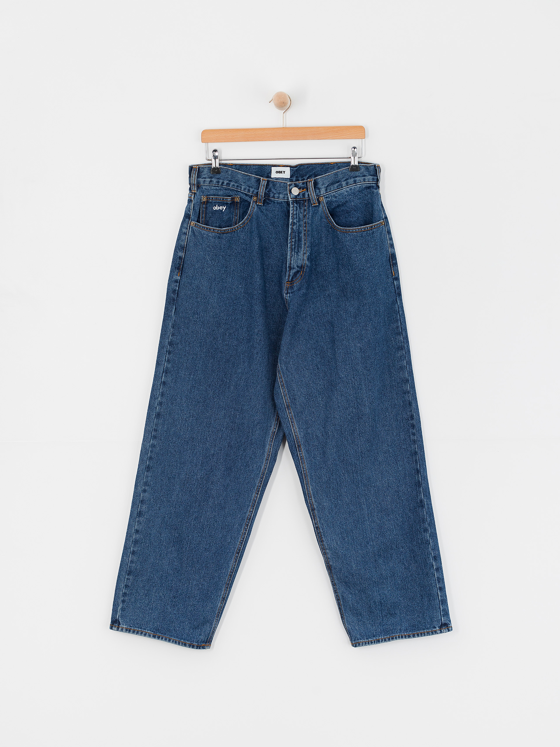 Nohavice OBEY Bigwig Baggy Denim (stone wash indigo)