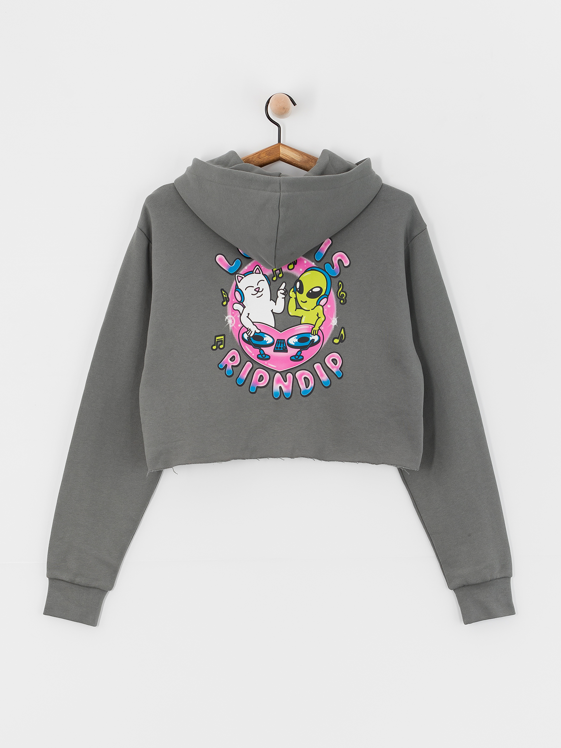 Mikina s kapucňou RipNDip Love Is Ripndip Cropped HD (charcoal)