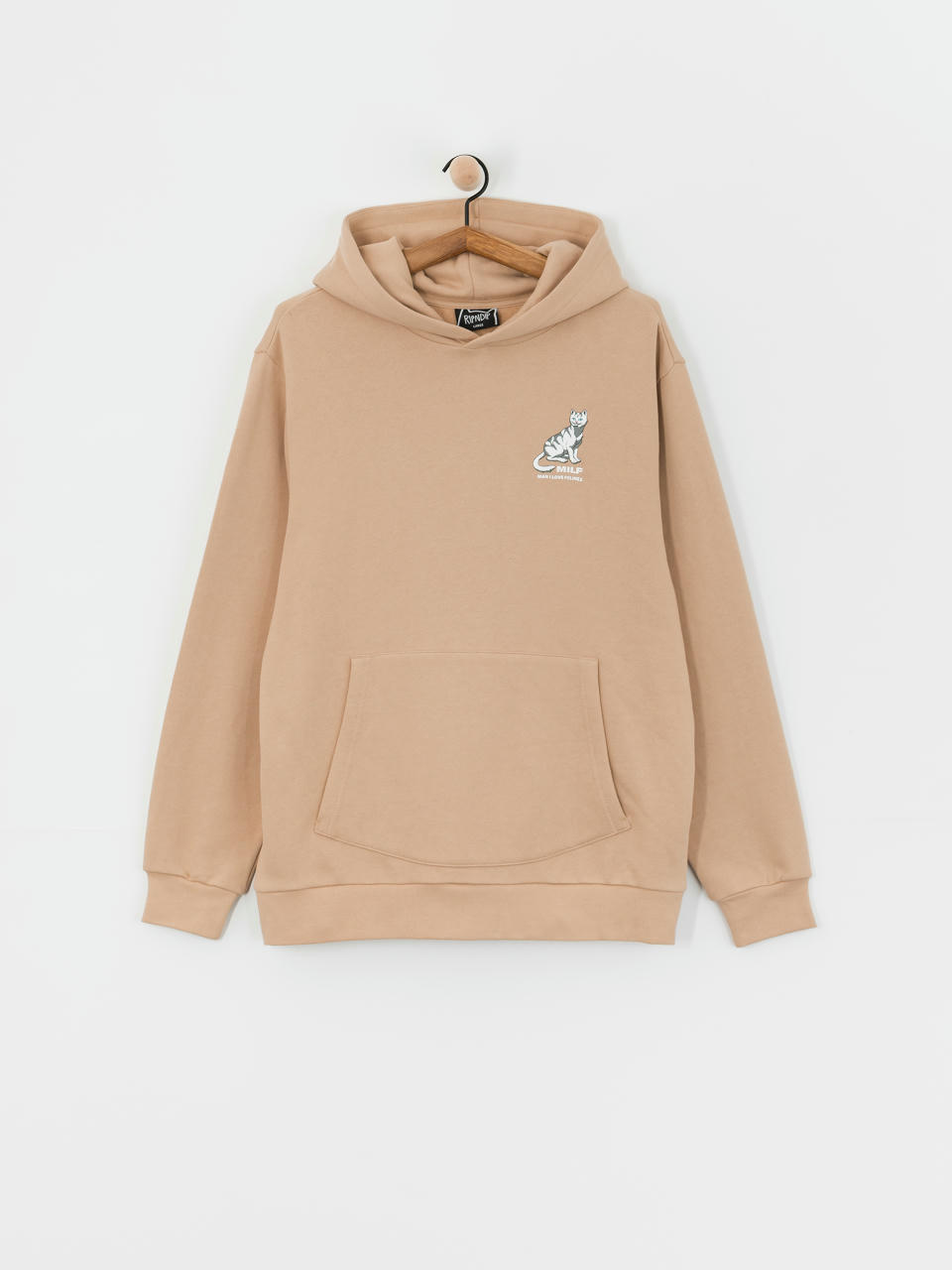 Mikina s kapucňou RipNDip Man I Love Felines HD (almond)