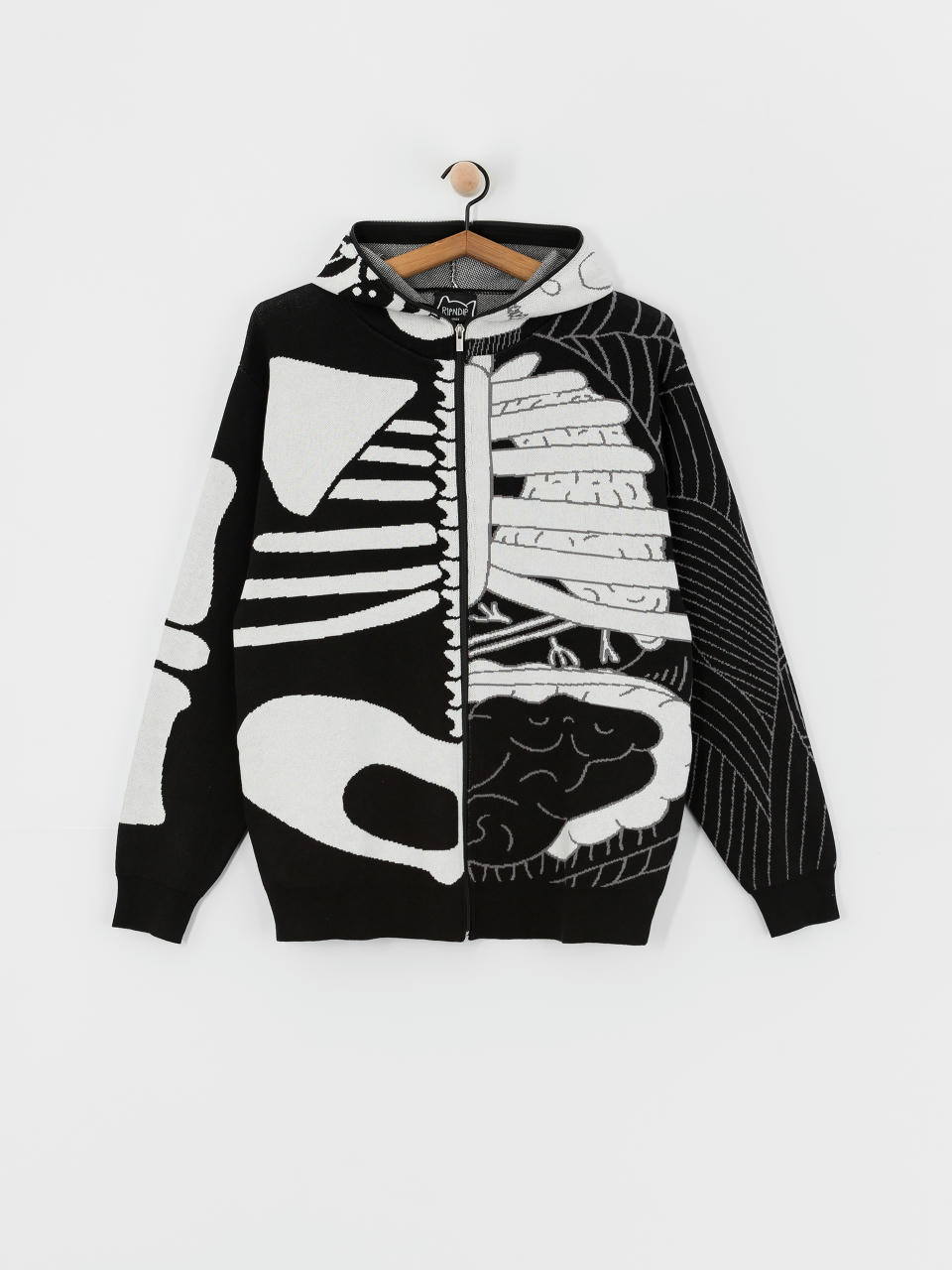 Mikina s kapucňou RipNDip Skelly Nerm Knit HD (black/white)