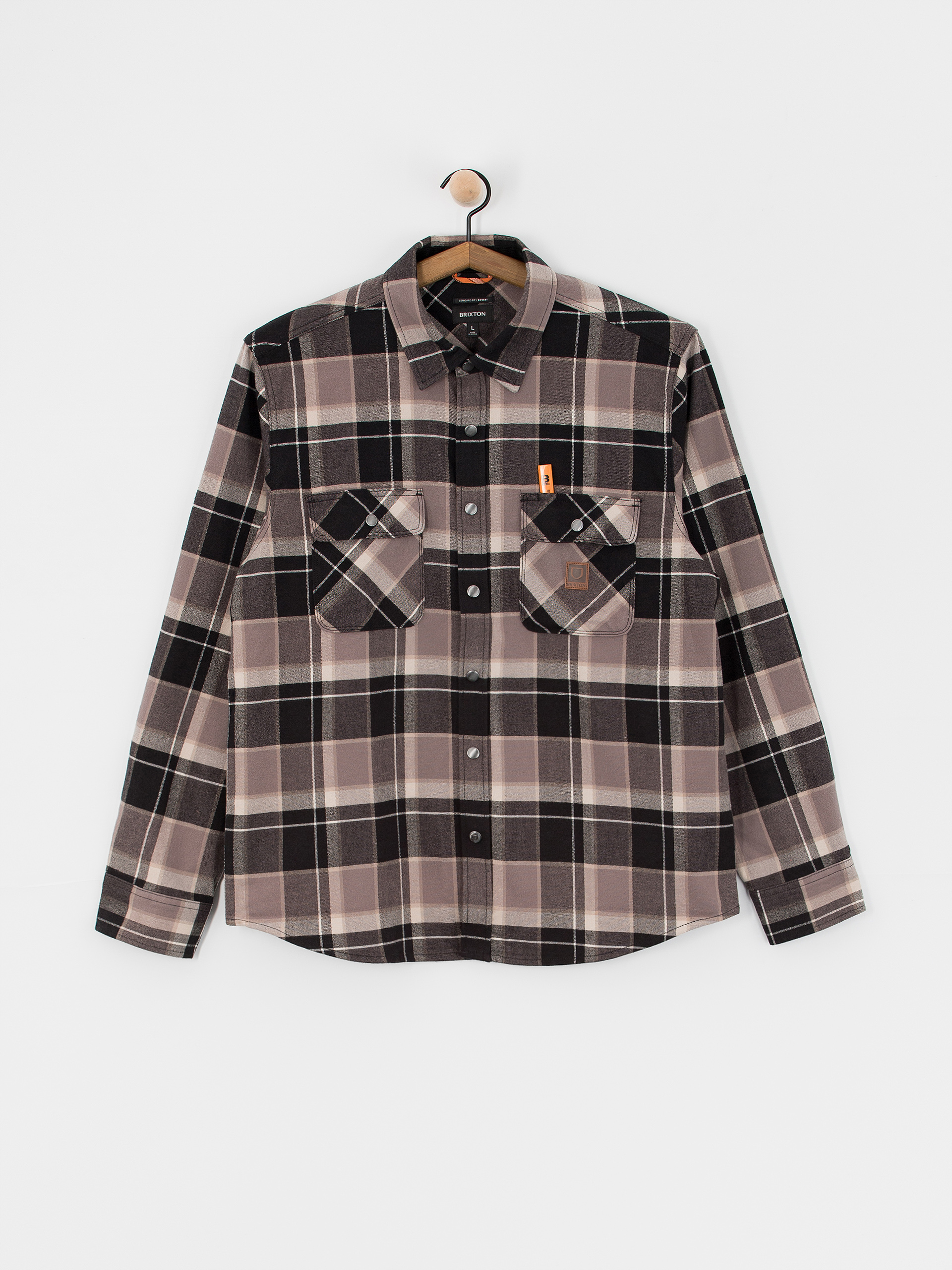 Košeľa Brixton Builders Bowery Str Wr Ls (black/charcoal/beige)