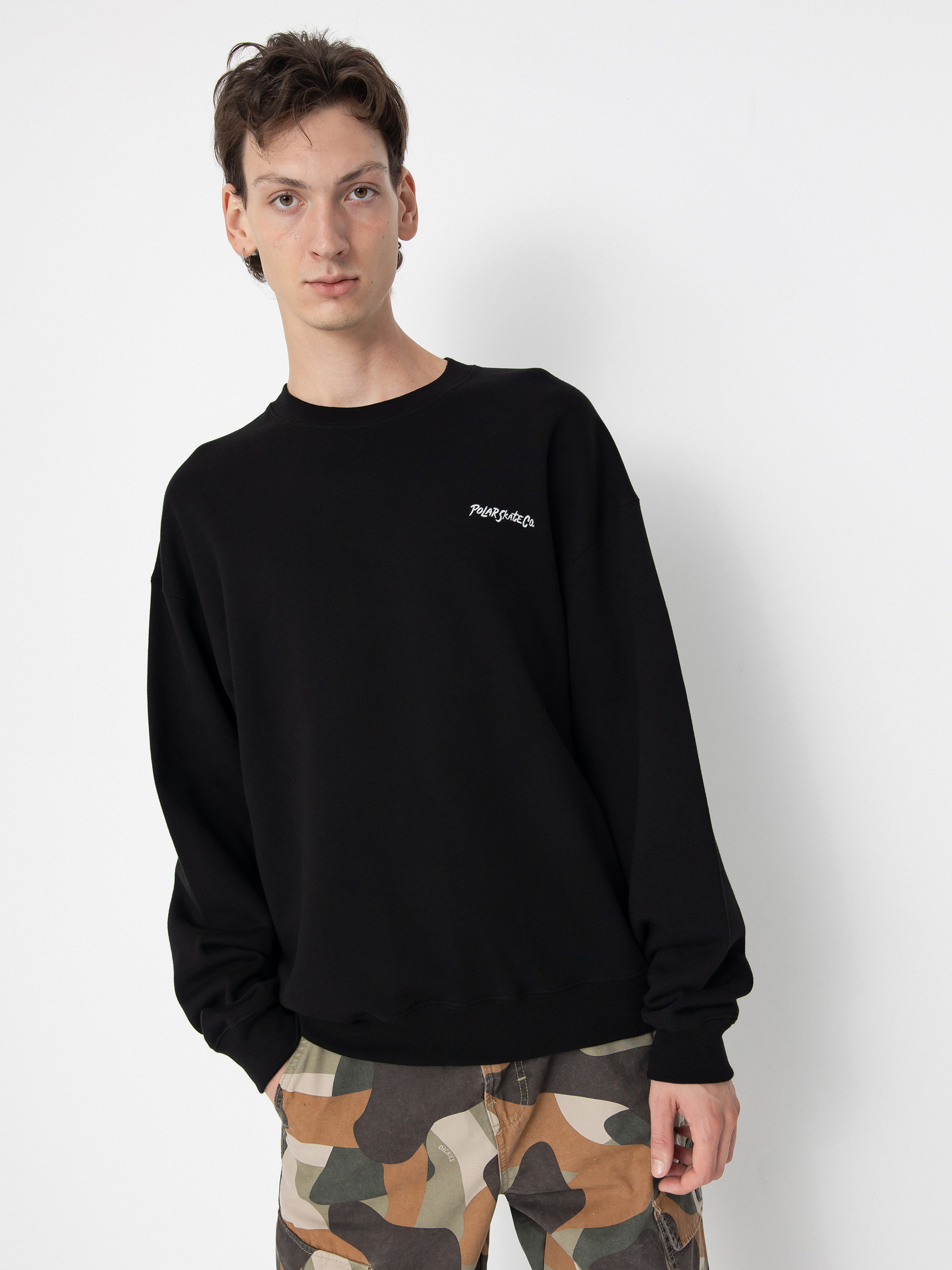 Mikina Polar Skate Dave Crewneck Surf Logo (black)