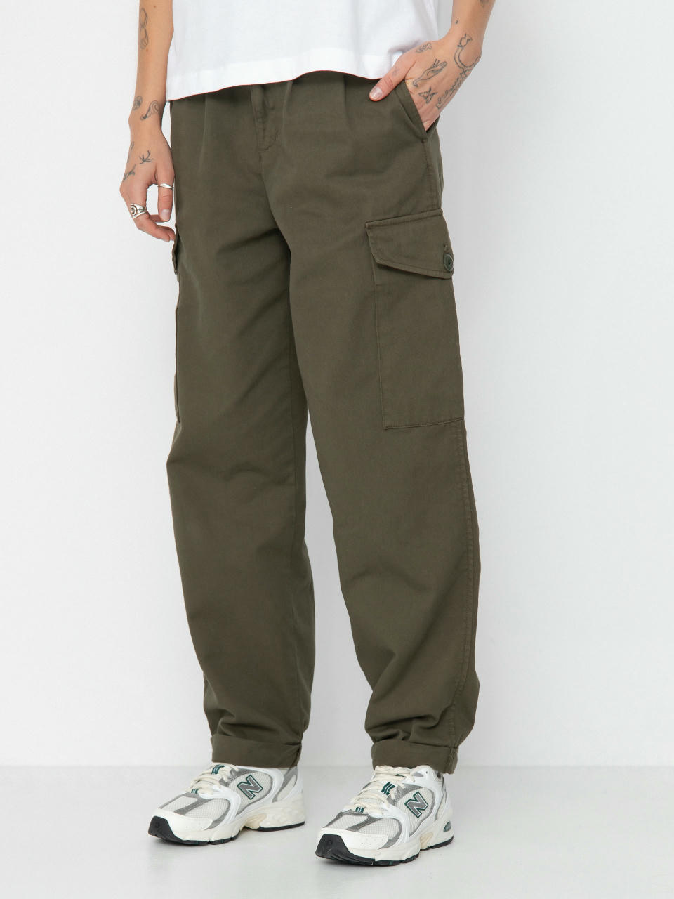 Nohavice Carhartt WIP Collins Wmn (office green)