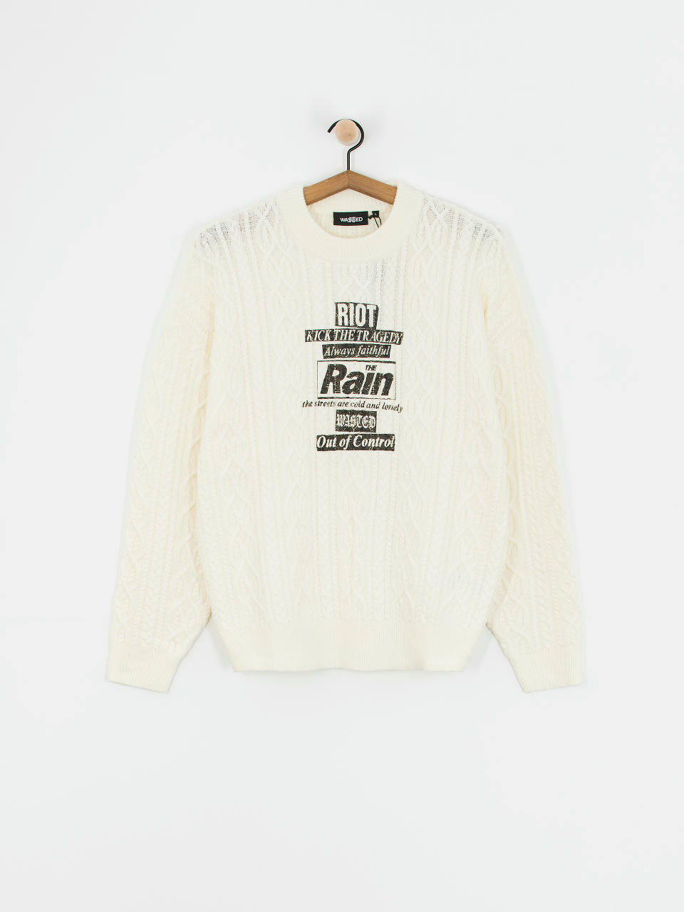 Sveter Wasted Paris Rain Cable Knit (off white)