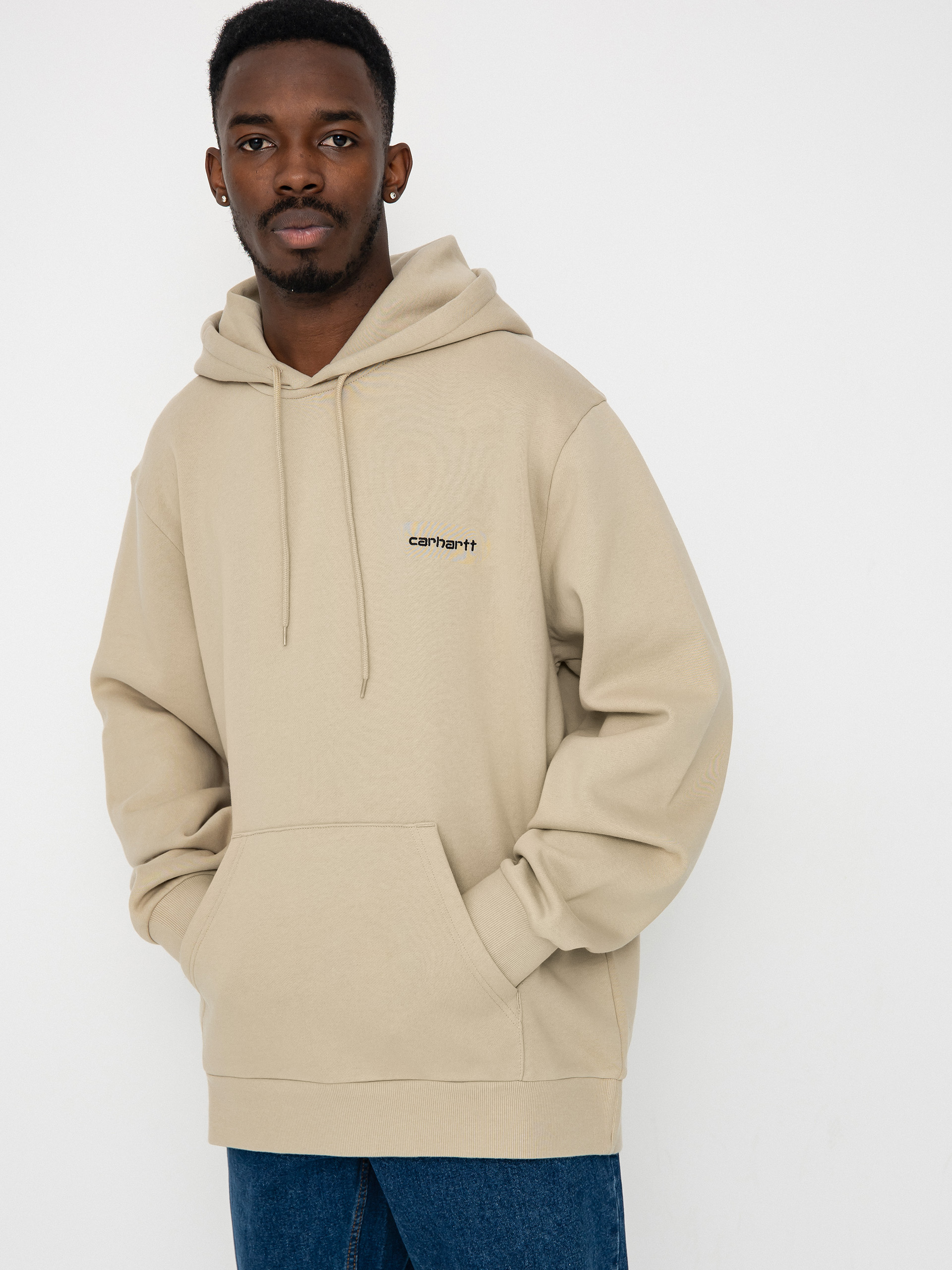 Mikina s kapucňou Carhartt WIP Script Embroidery HD (wall/black)